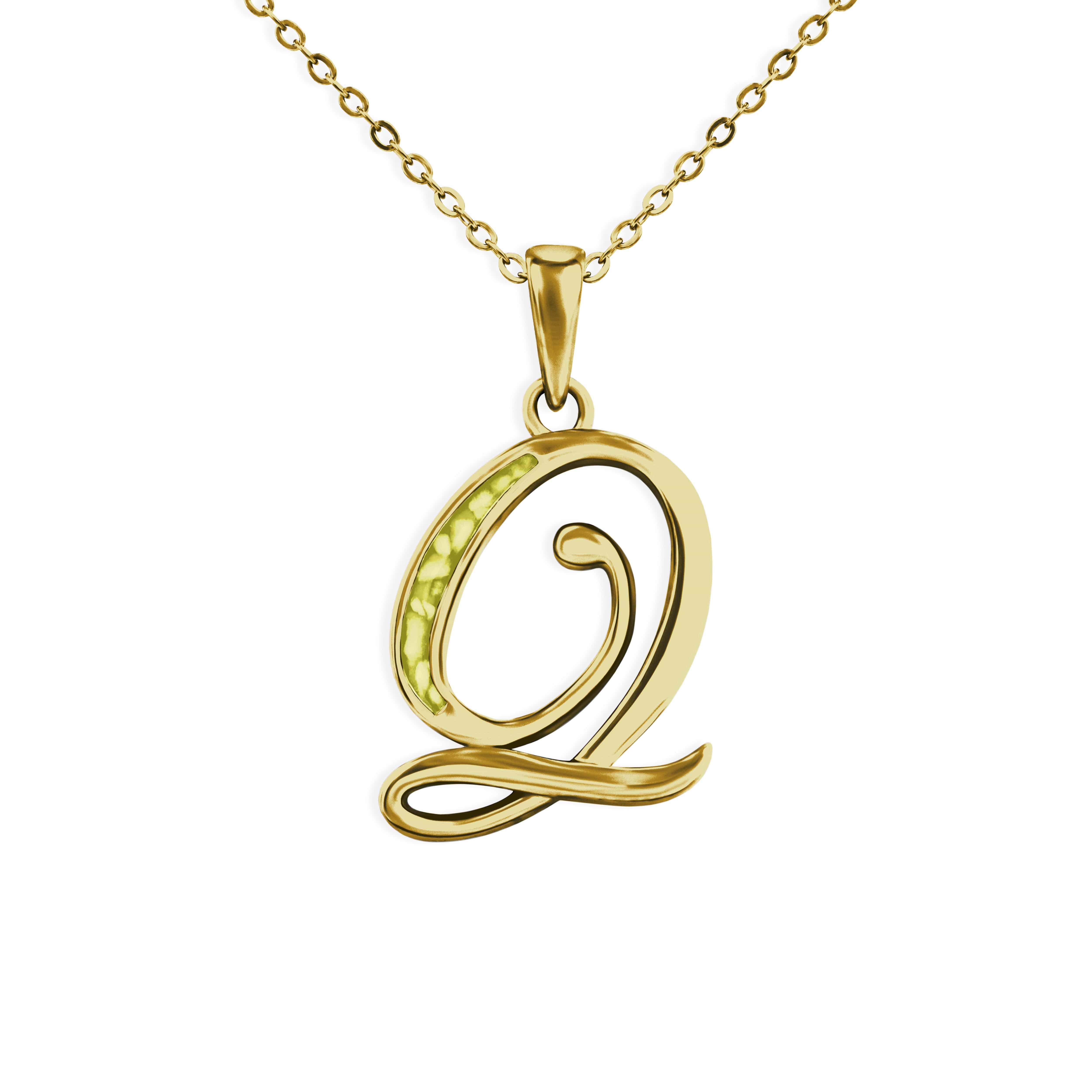 EverWith Alphabet Memorial Ashes Pendant - Letter Q 9k Yellow Gold Yellow