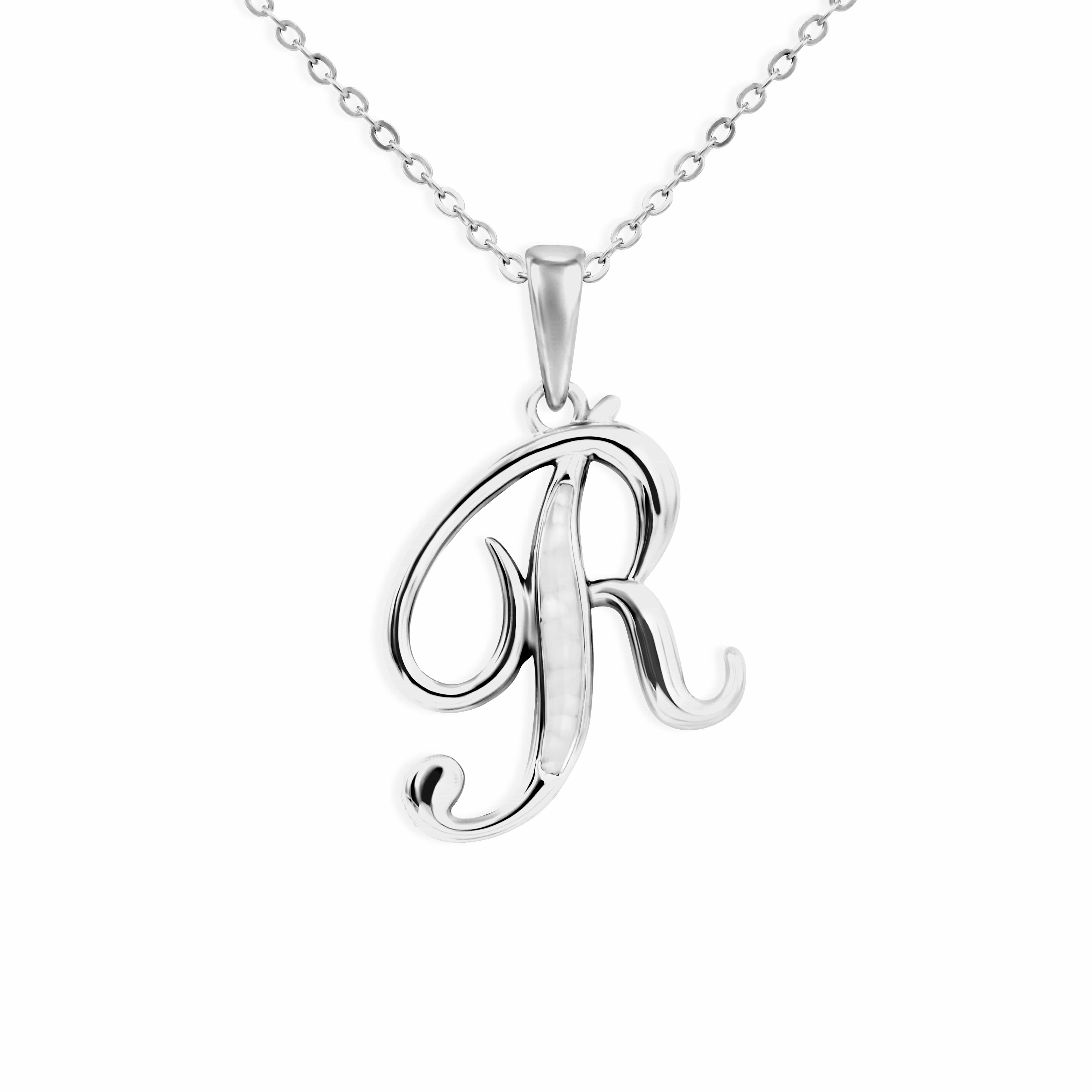 EverWith Alphabet Memorial Ashes Pendant - Letter R White