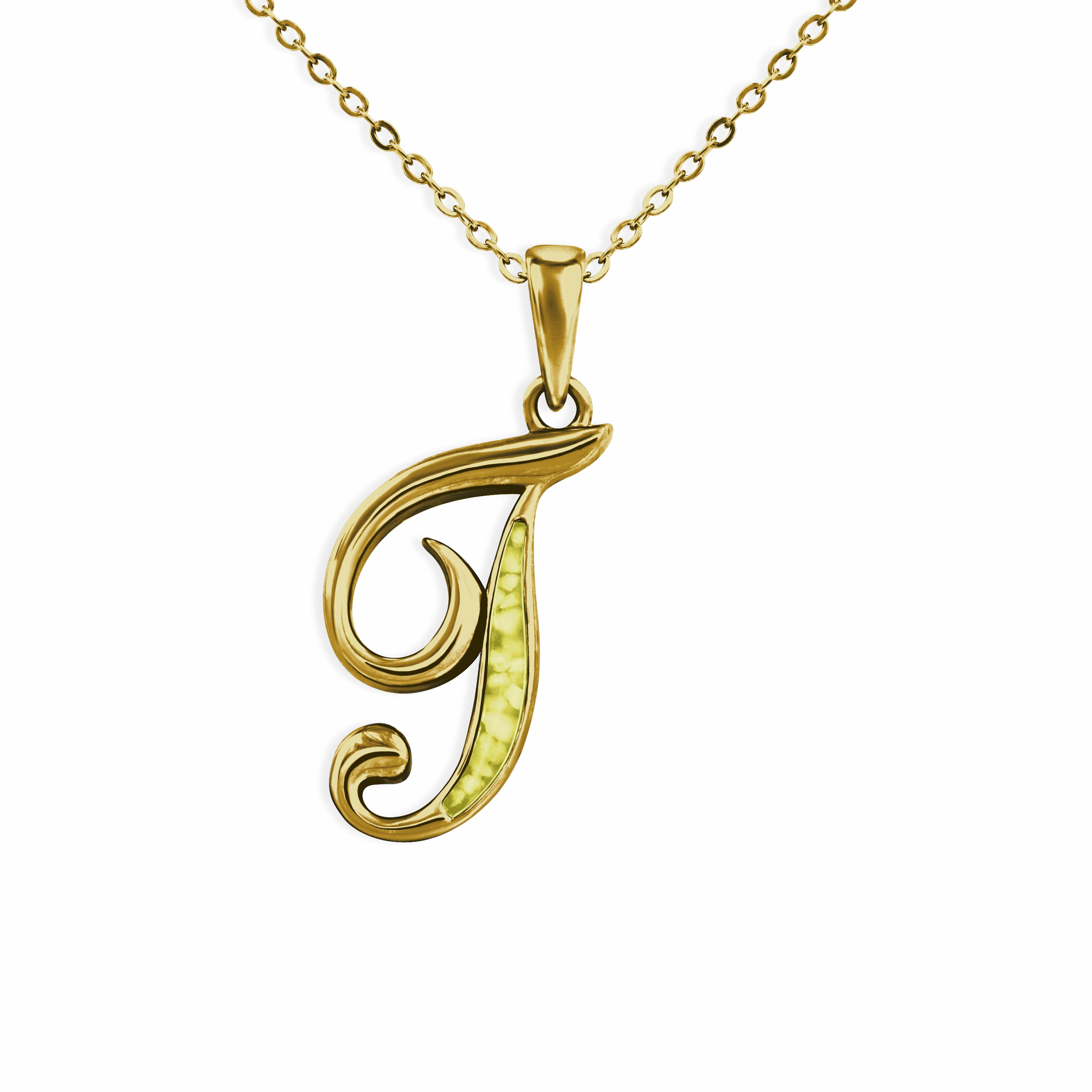 EverWith Alphabet Memorial Ashes Pendant - Letter T 9k Yellow Gold Yellow
