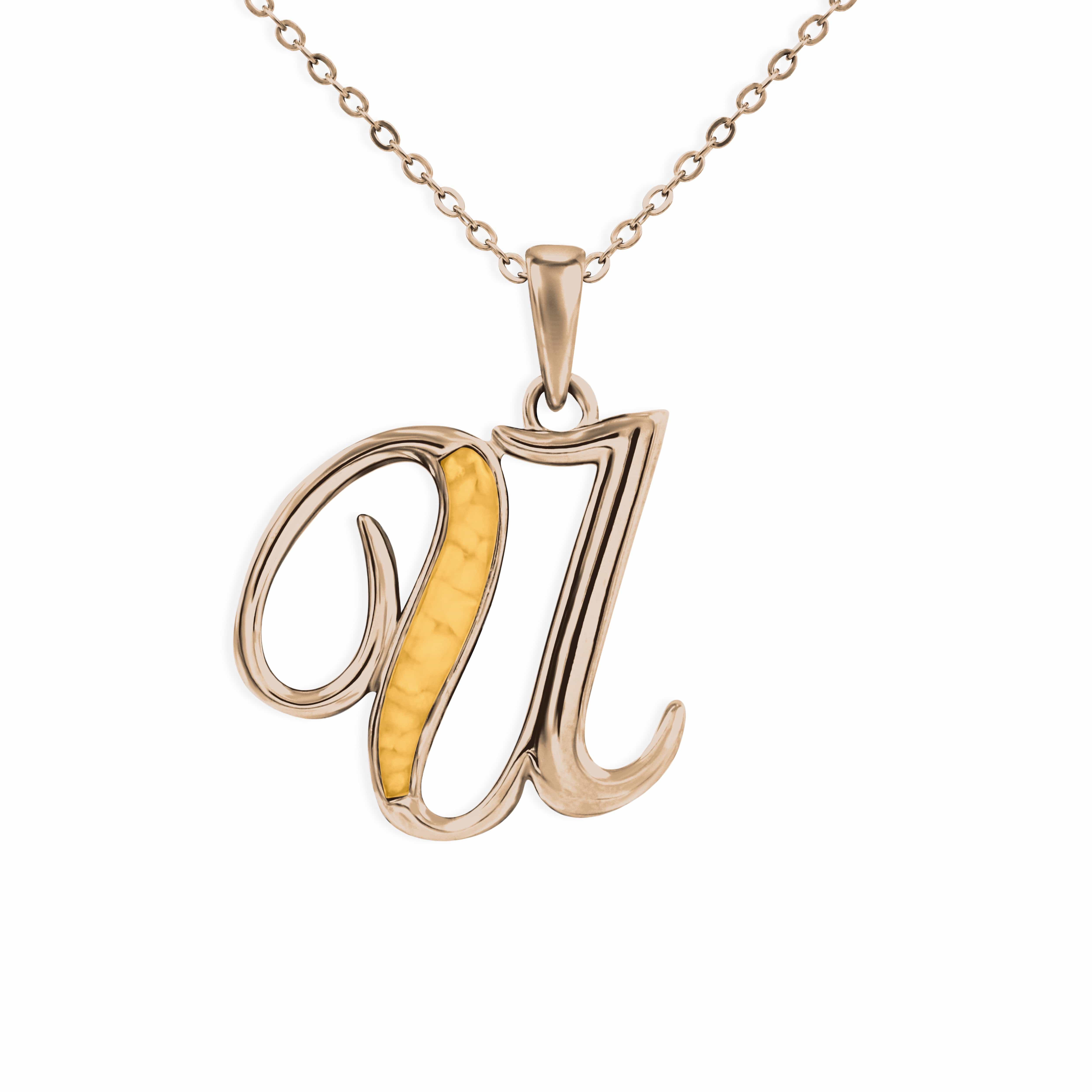 EverWith Alphabet Memorial Ashes Pendant - Letter U 9k Rose Gold Orange
