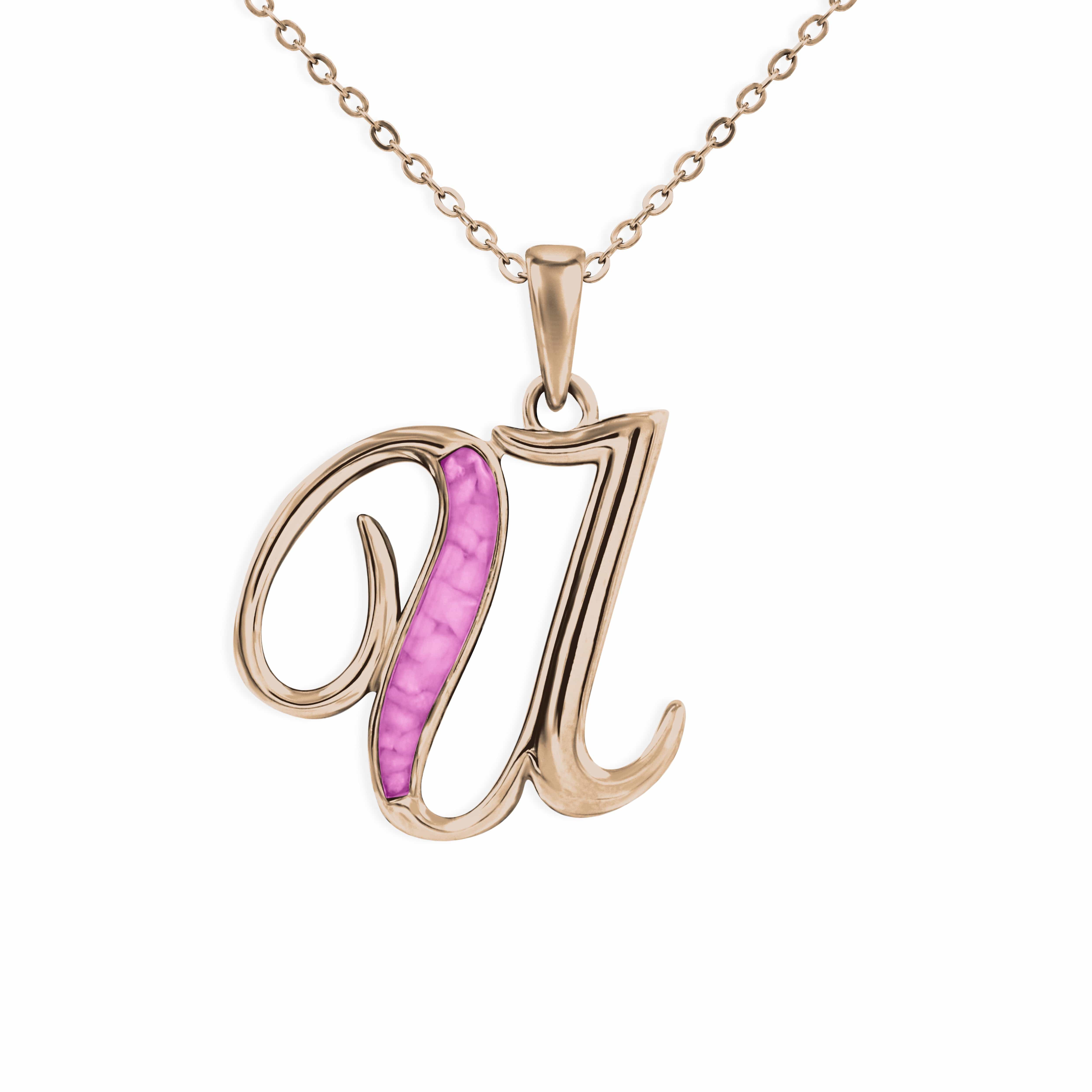 EverWith Alphabet Memorial Ashes Pendant - Letter U 9k Rose Gold Pink