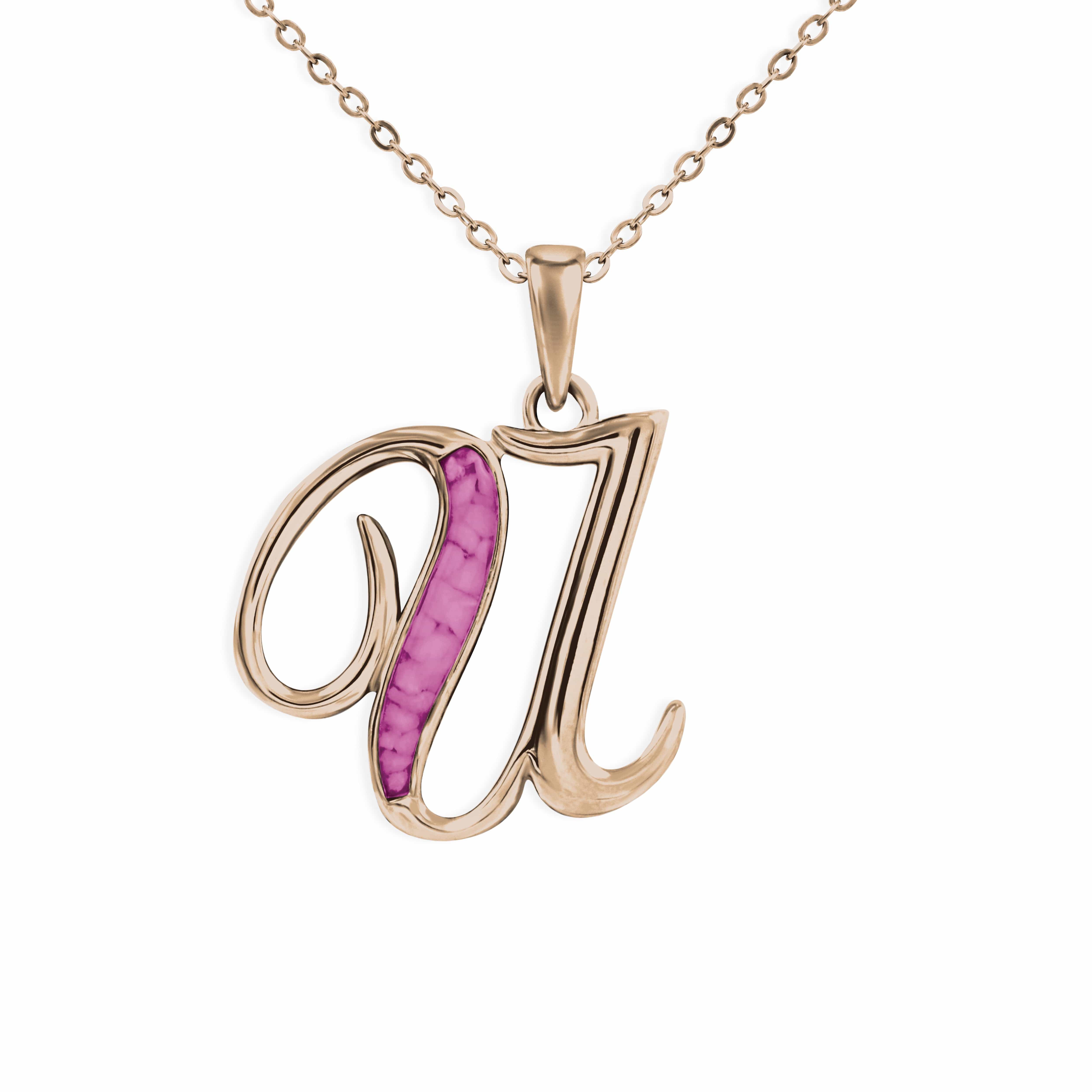 EverWith Alphabet Memorial Ashes Pendant - Letter U 9k Rose Gold Violet