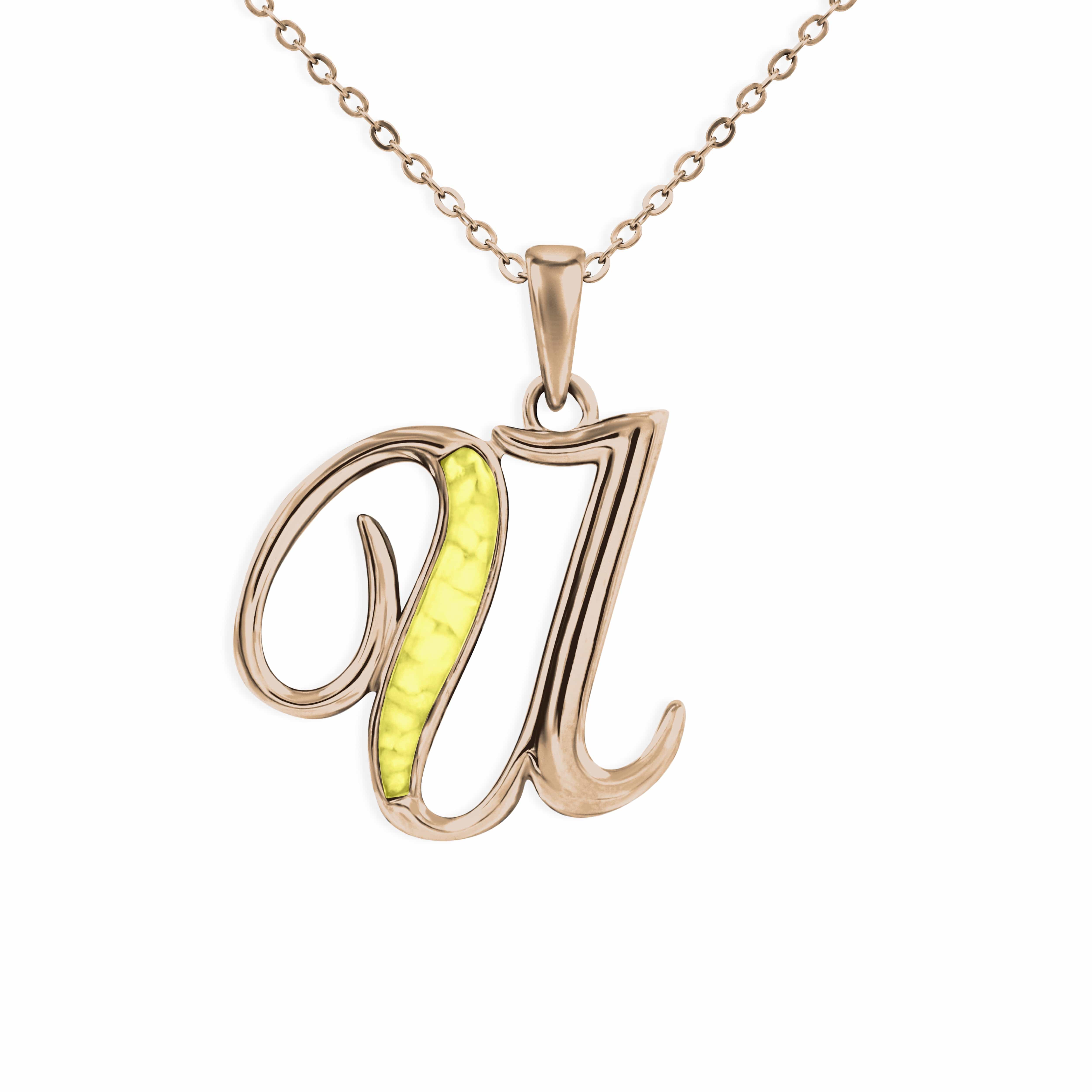 EverWith Alphabet Memorial Ashes Pendant - Letter U 9k Rose Gold Yellow