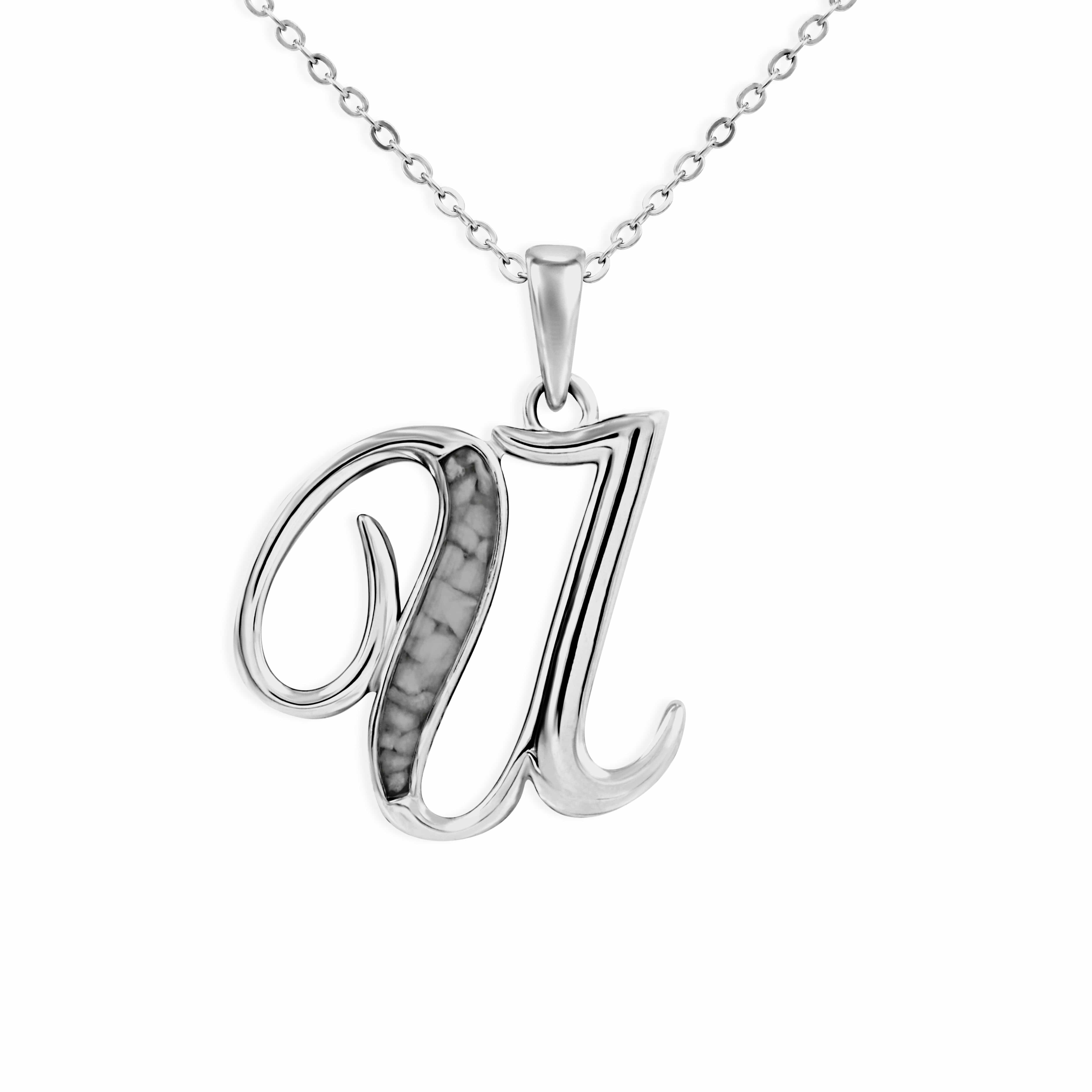 EverWith Alphabet Memorial Ashes Pendant - Letter U Black