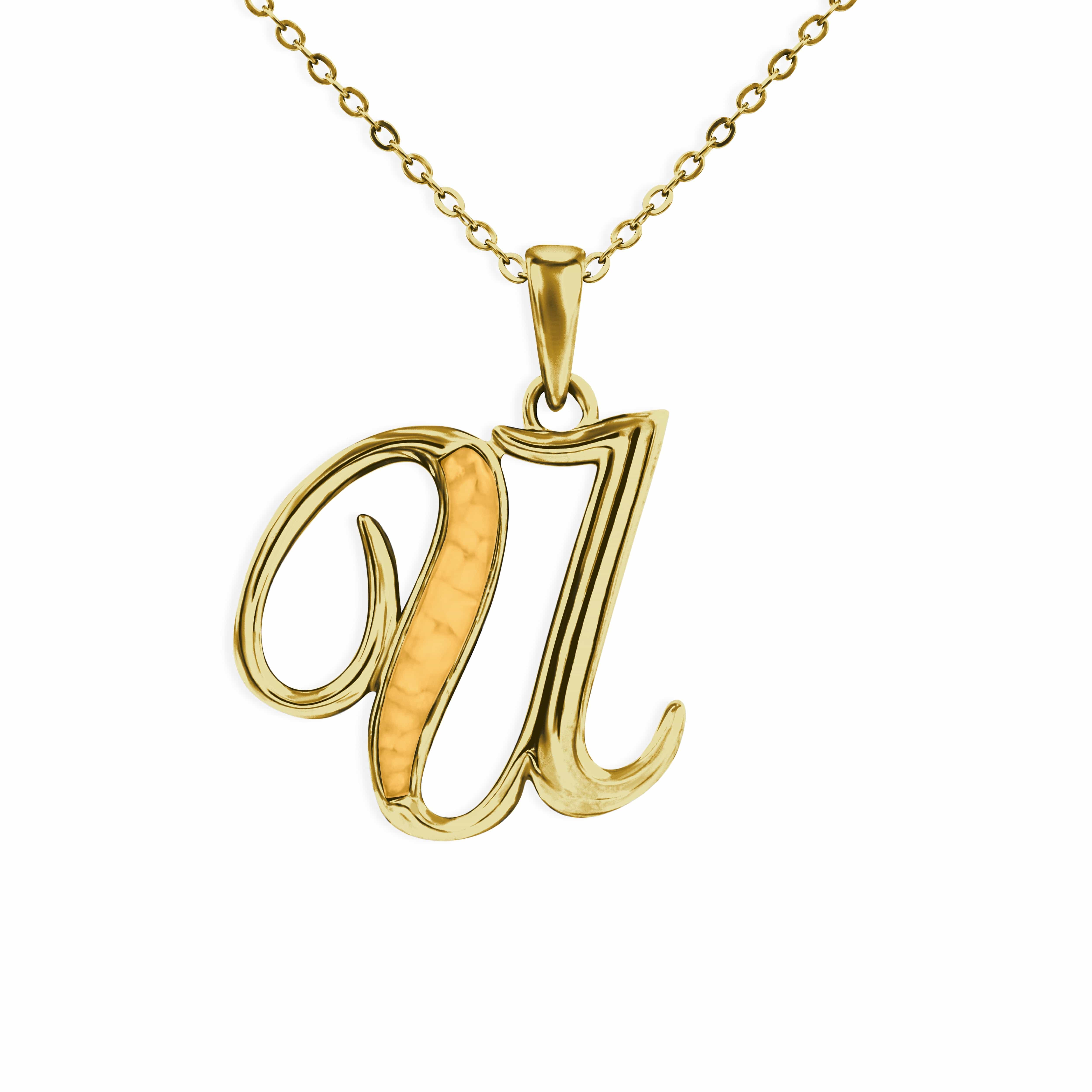 EverWith Alphabet Memorial Ashes Pendant - Letter U 9k Yellow Gold Orange
