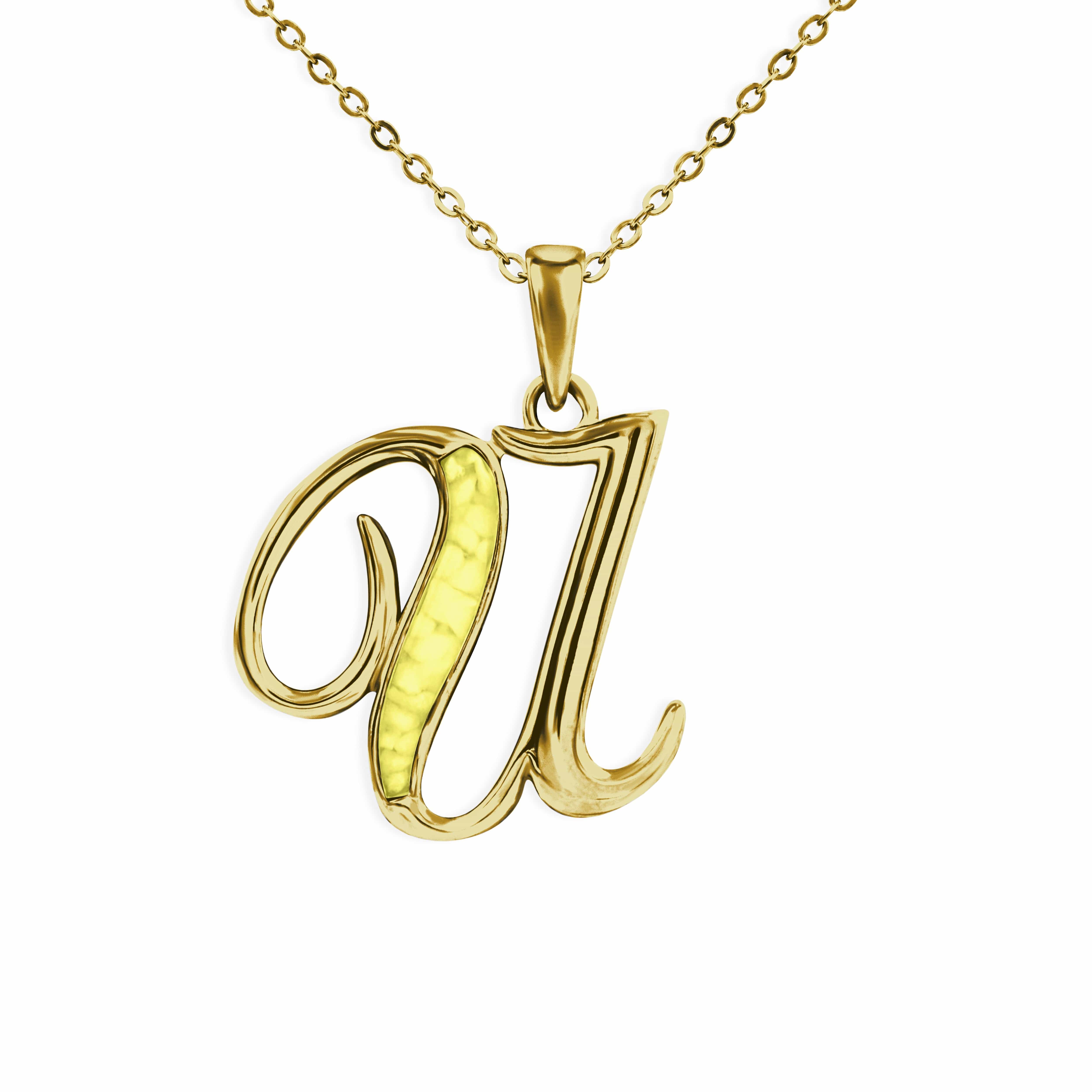 EverWith Alphabet Memorial Ashes Pendant - Letter U 9k Yellow Gold Yellow
