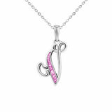 EverWith Alphabet Memorial Ashes Pendant - Letter V Pink