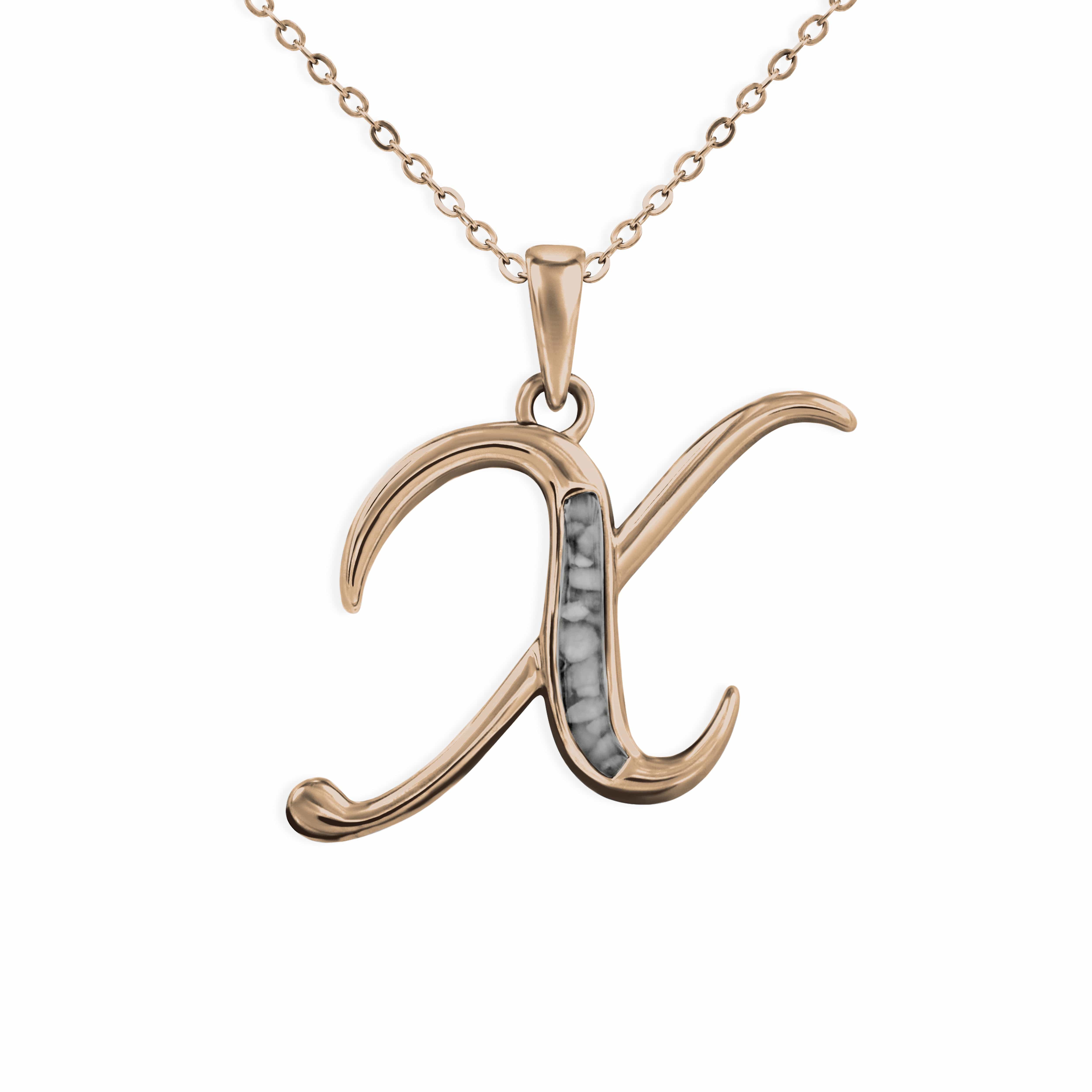 EverWith Alphabet Memorial Ashes Pendant - Letter X 9k Rose Gold Black
