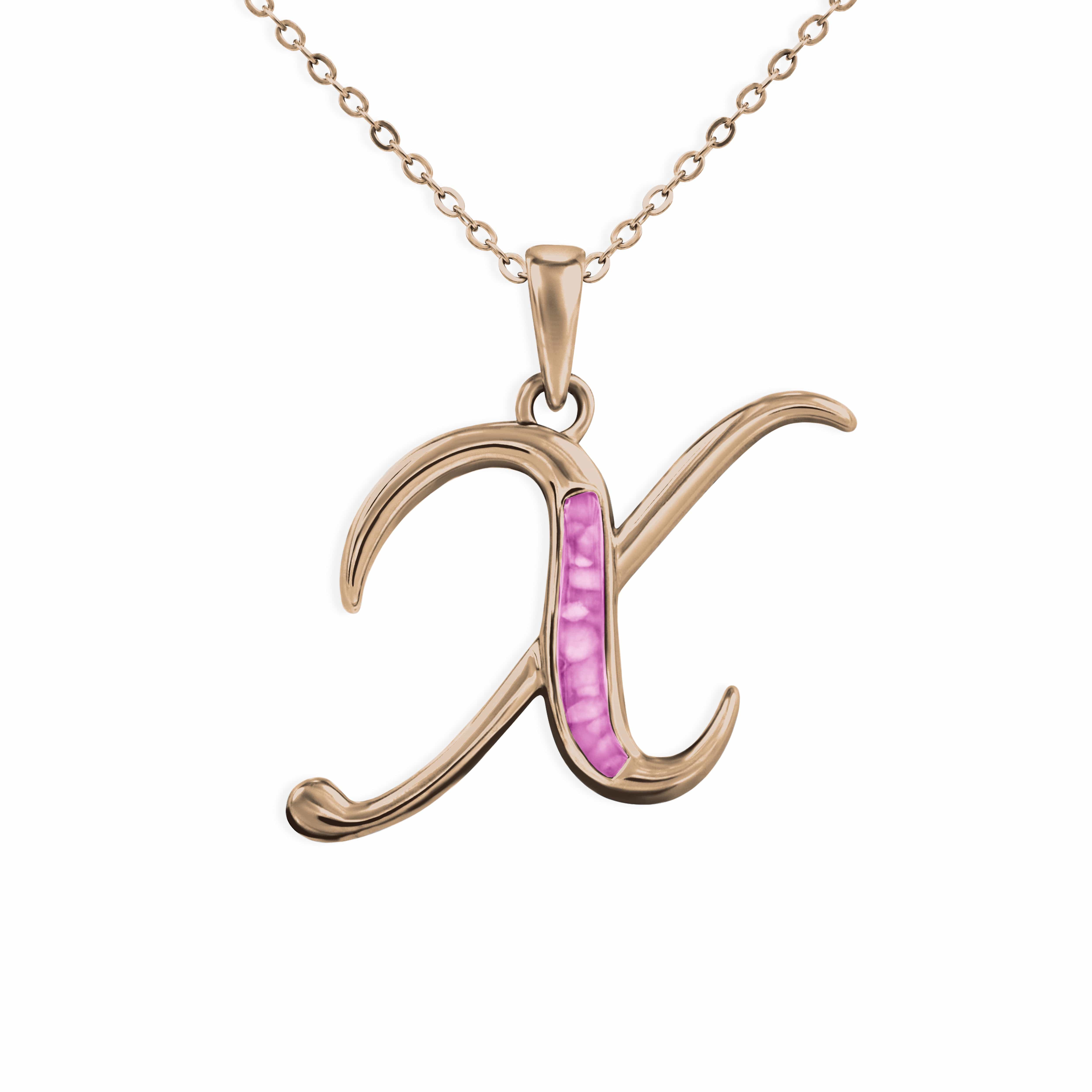 EverWith Alphabet Memorial Ashes Pendant - Letter X 9k Rose Gold Pink