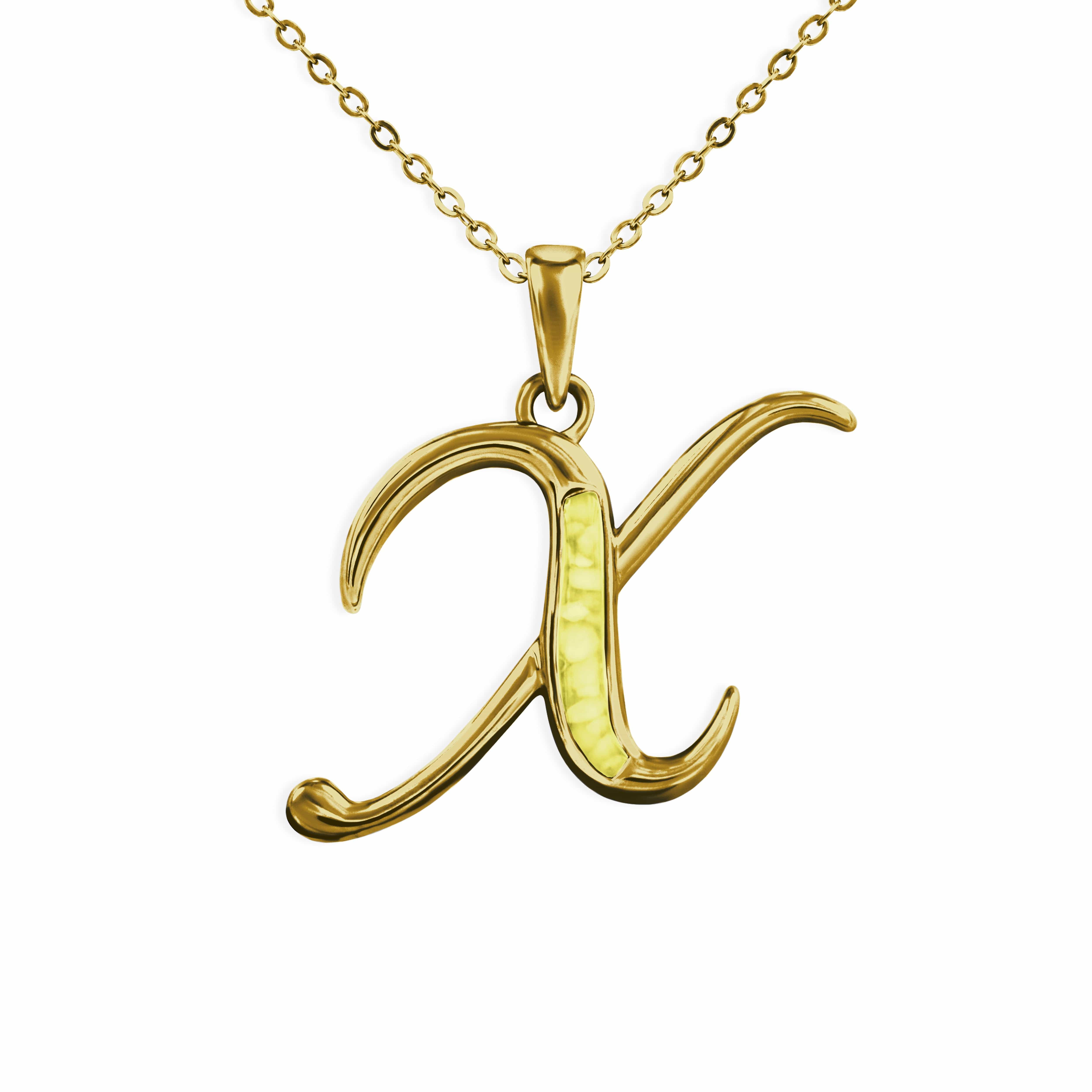 EverWith Alphabet Memorial Ashes Pendant - Letter X 9k Yellow Gold Yellow
