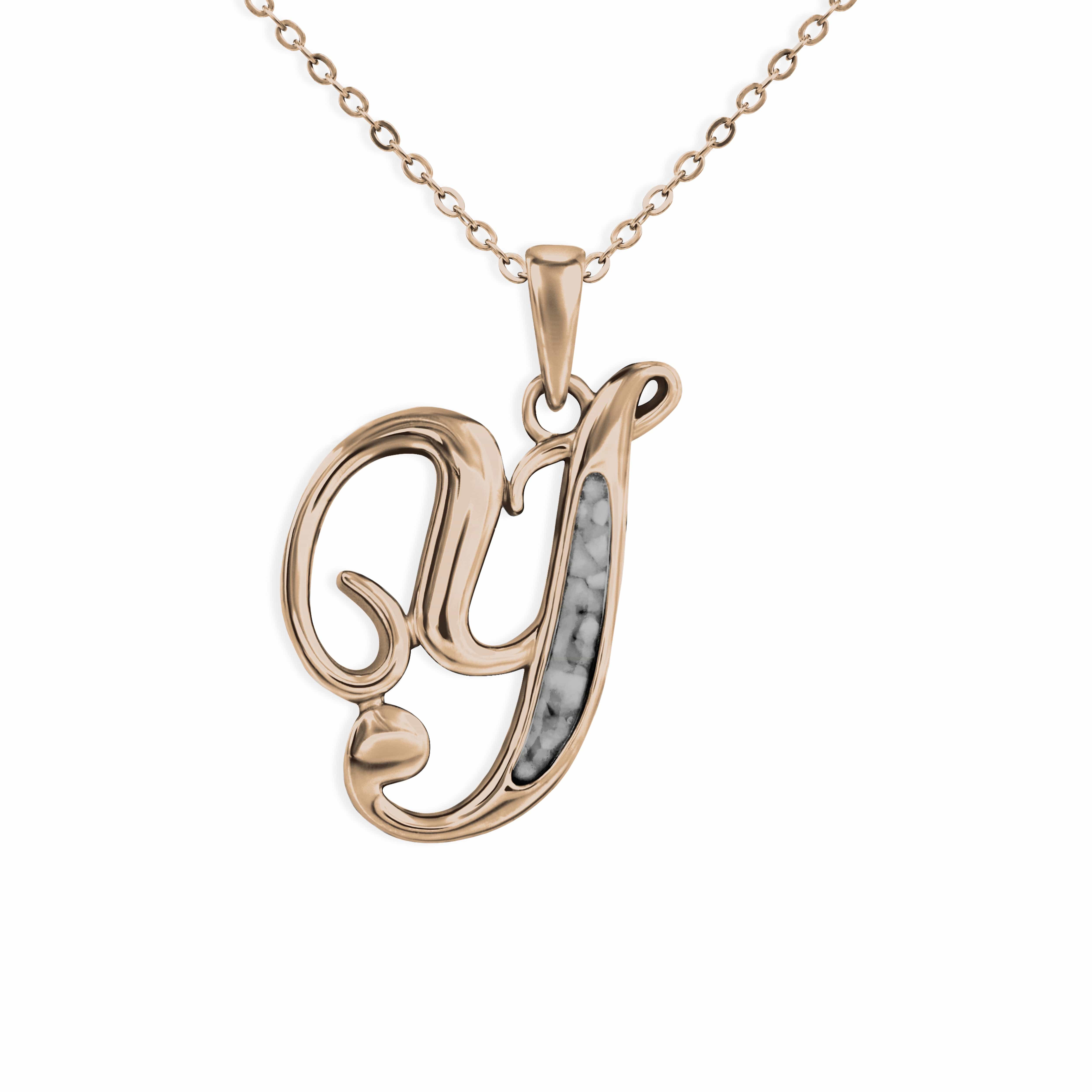 EverWith Alphabet Memorial Ashes Pendant - Letter Y 9k Rose Gold Black