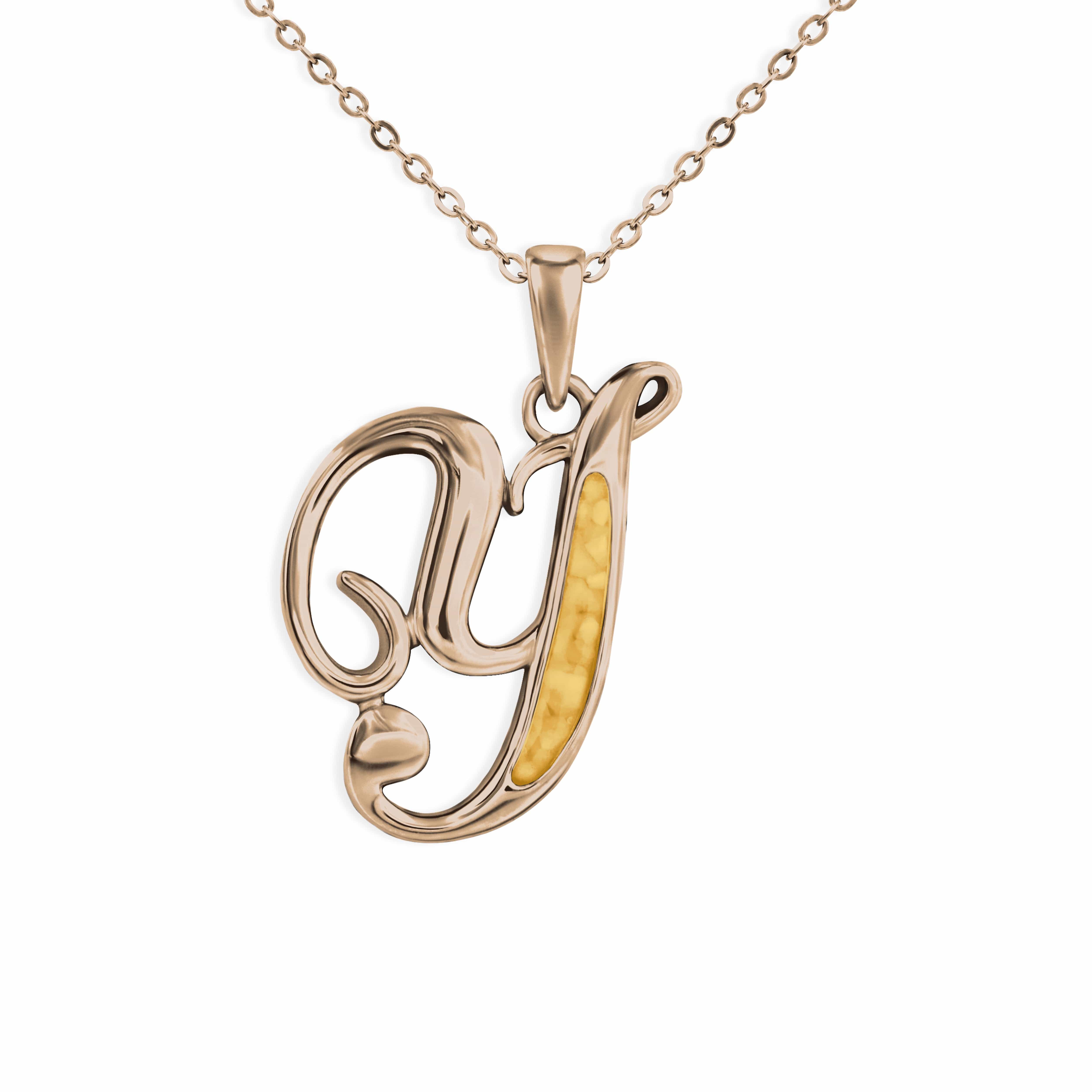EverWith Alphabet Memorial Ashes Pendant - Letter Y 9k Rose Gold Orange