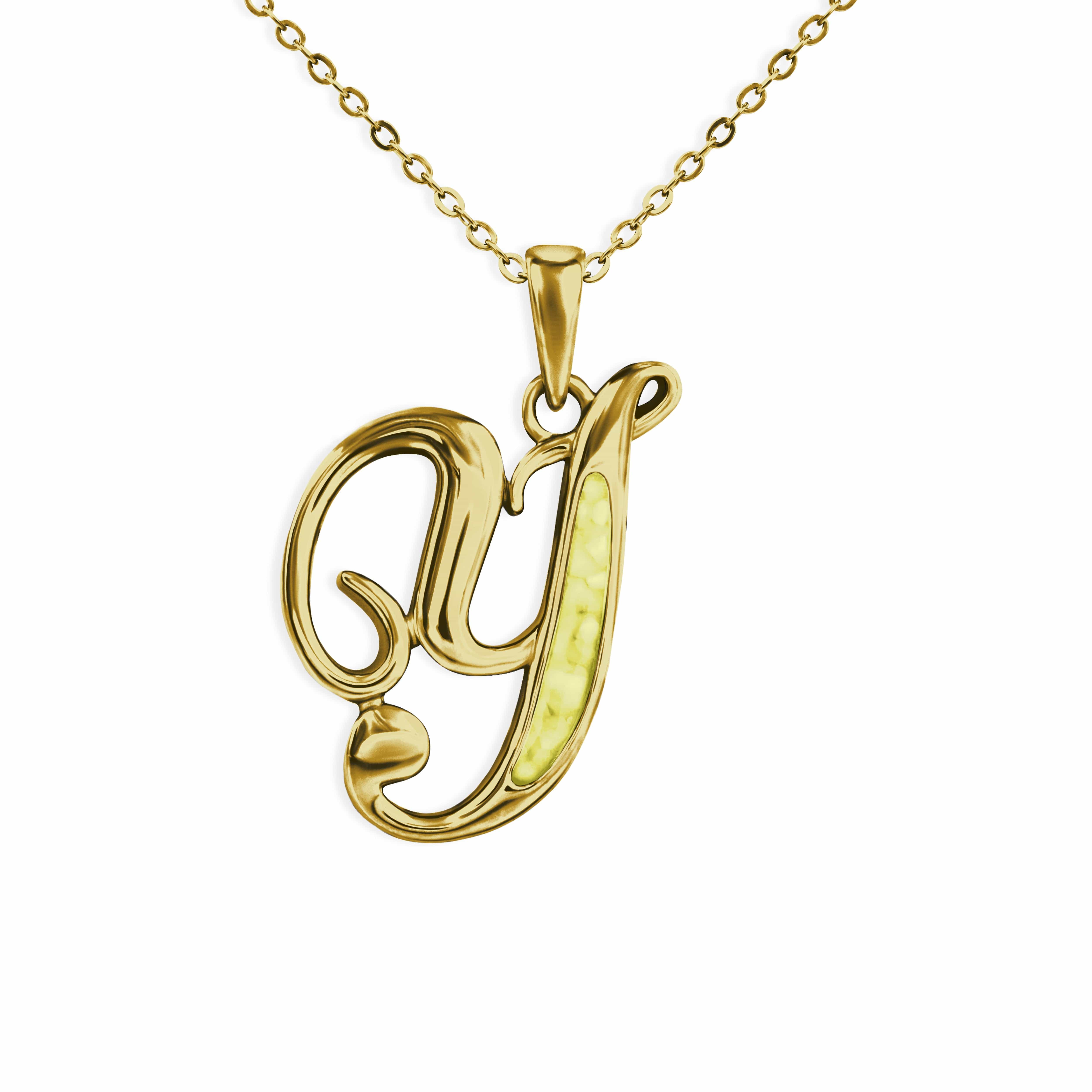 EverWith Alphabet Memorial Ashes Pendant - Letter Y 9k Yellow Gold Yellow