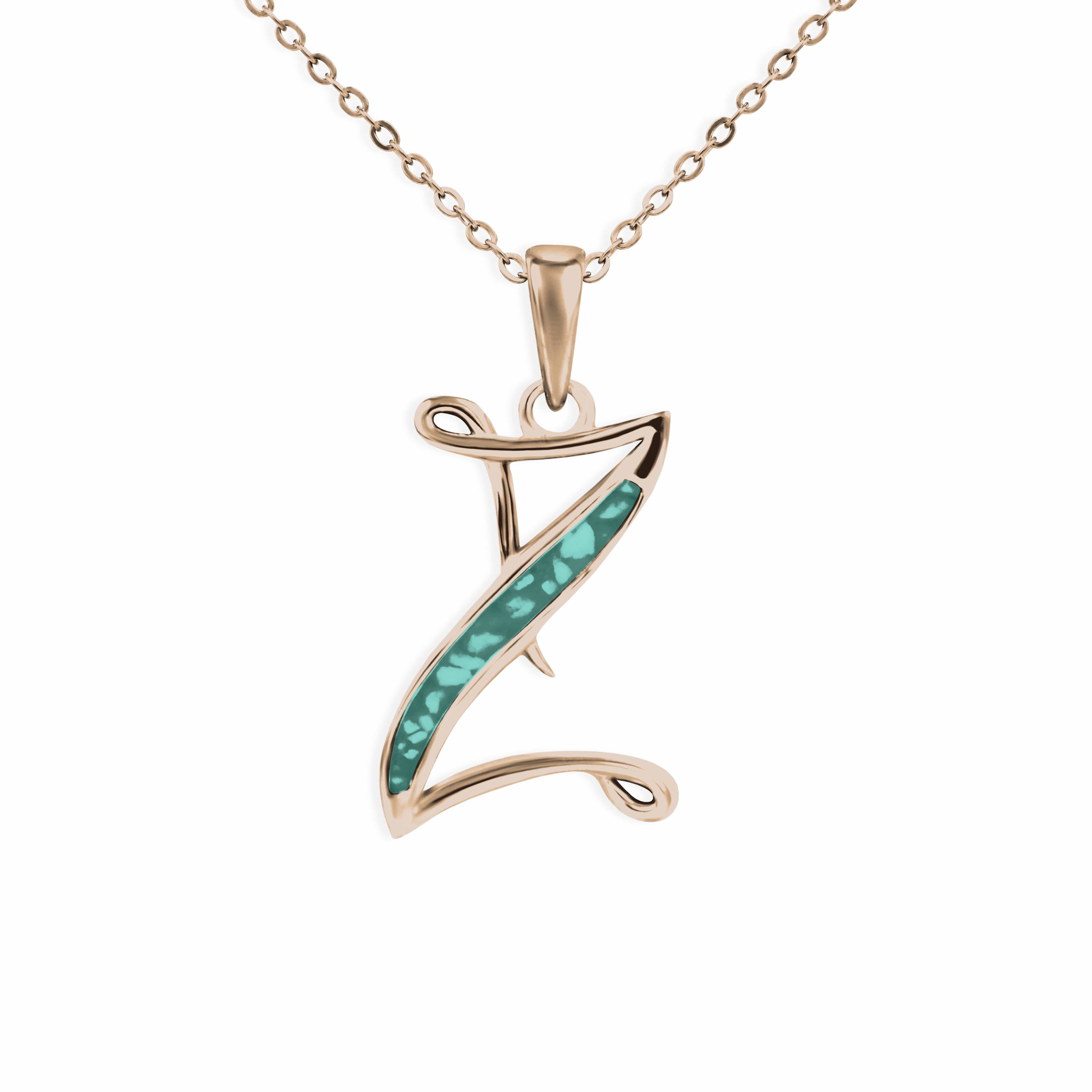 EverWith Alphabet Memorial Ashes Pendant - Letter Z 9k Rose Gold Aqua