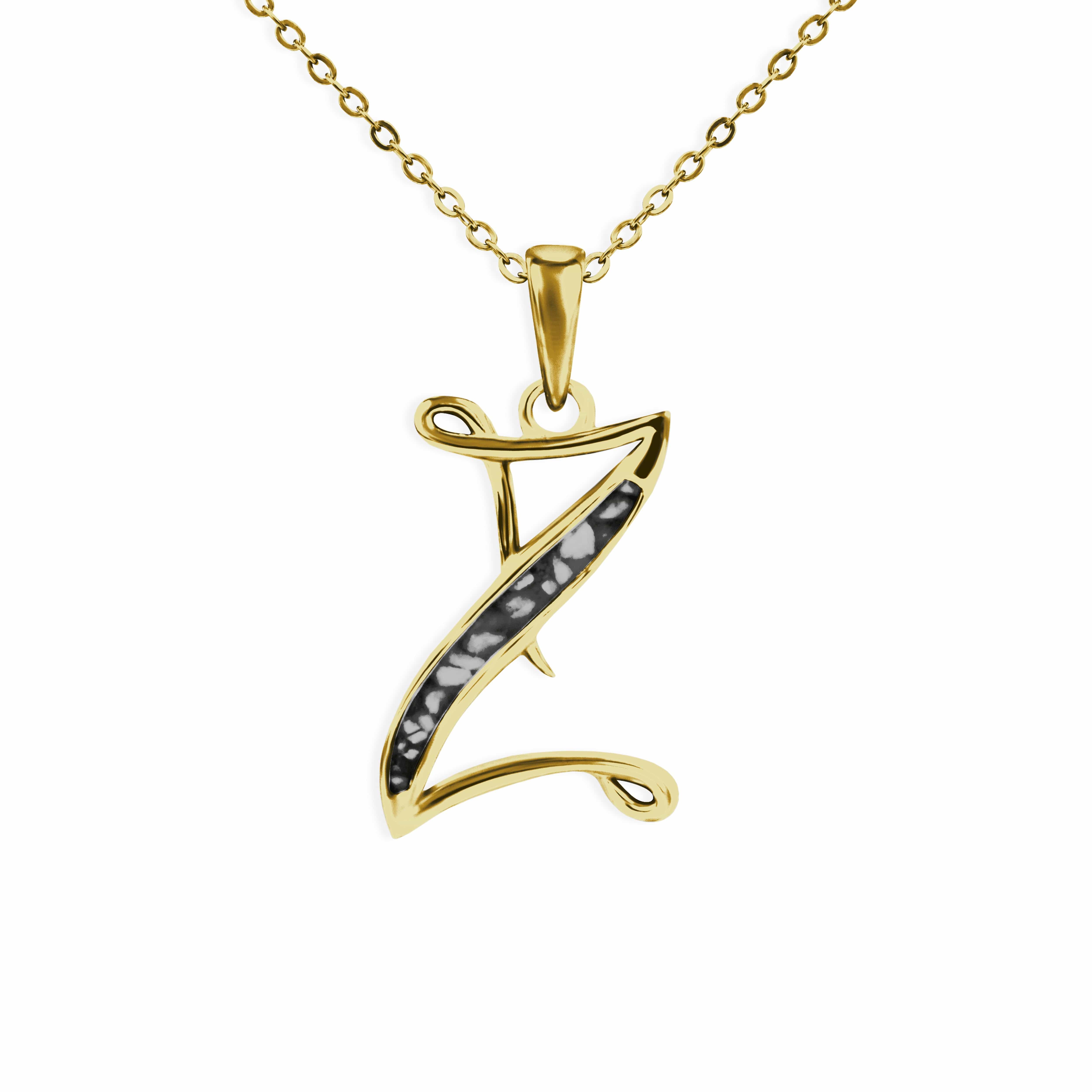 EverWith Alphabet Memorial Ashes Pendant - Letter Z 9k Yellow Gold Black