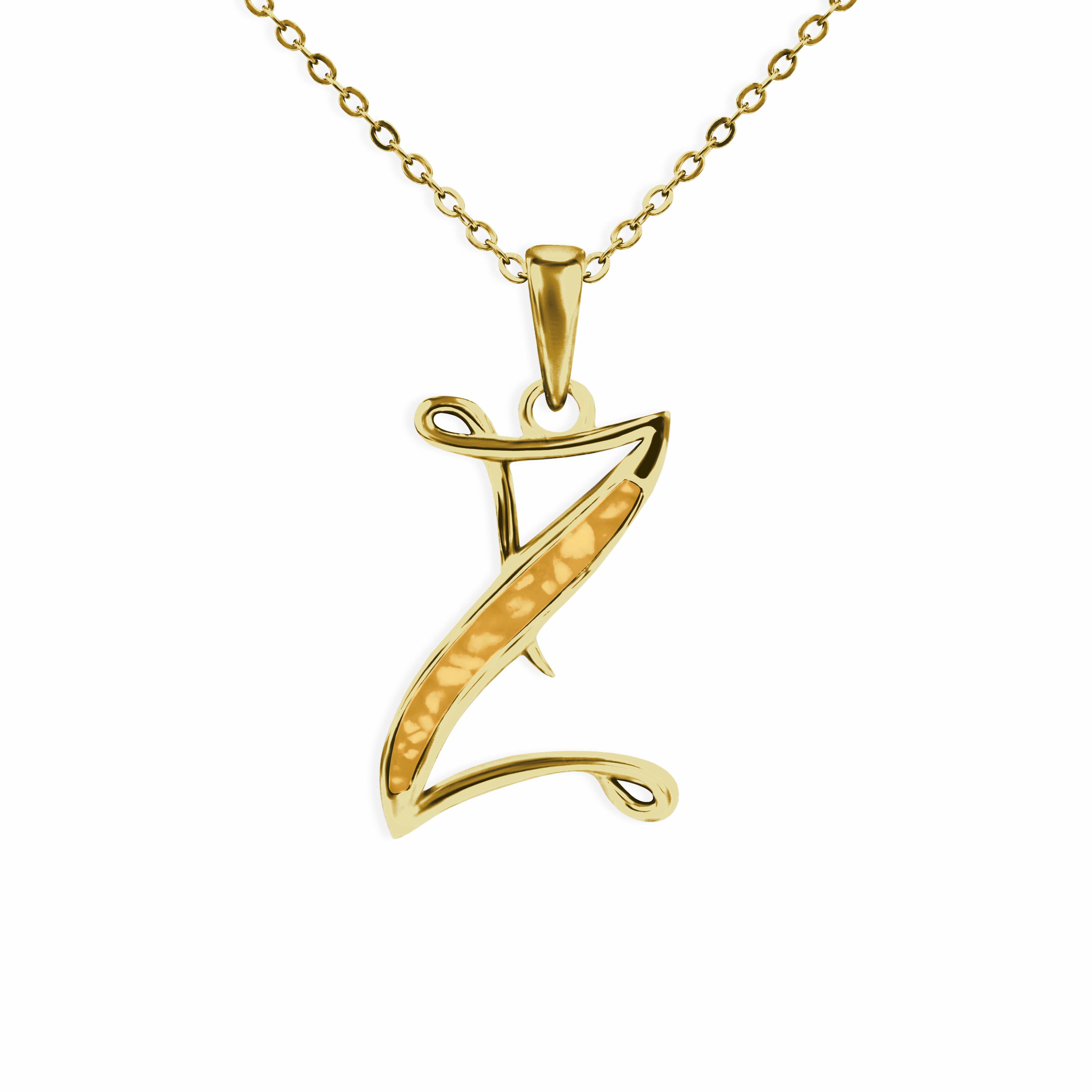 EverWith Alphabet Memorial Ashes Pendant - Letter Z 9k Yellow Gold Orange