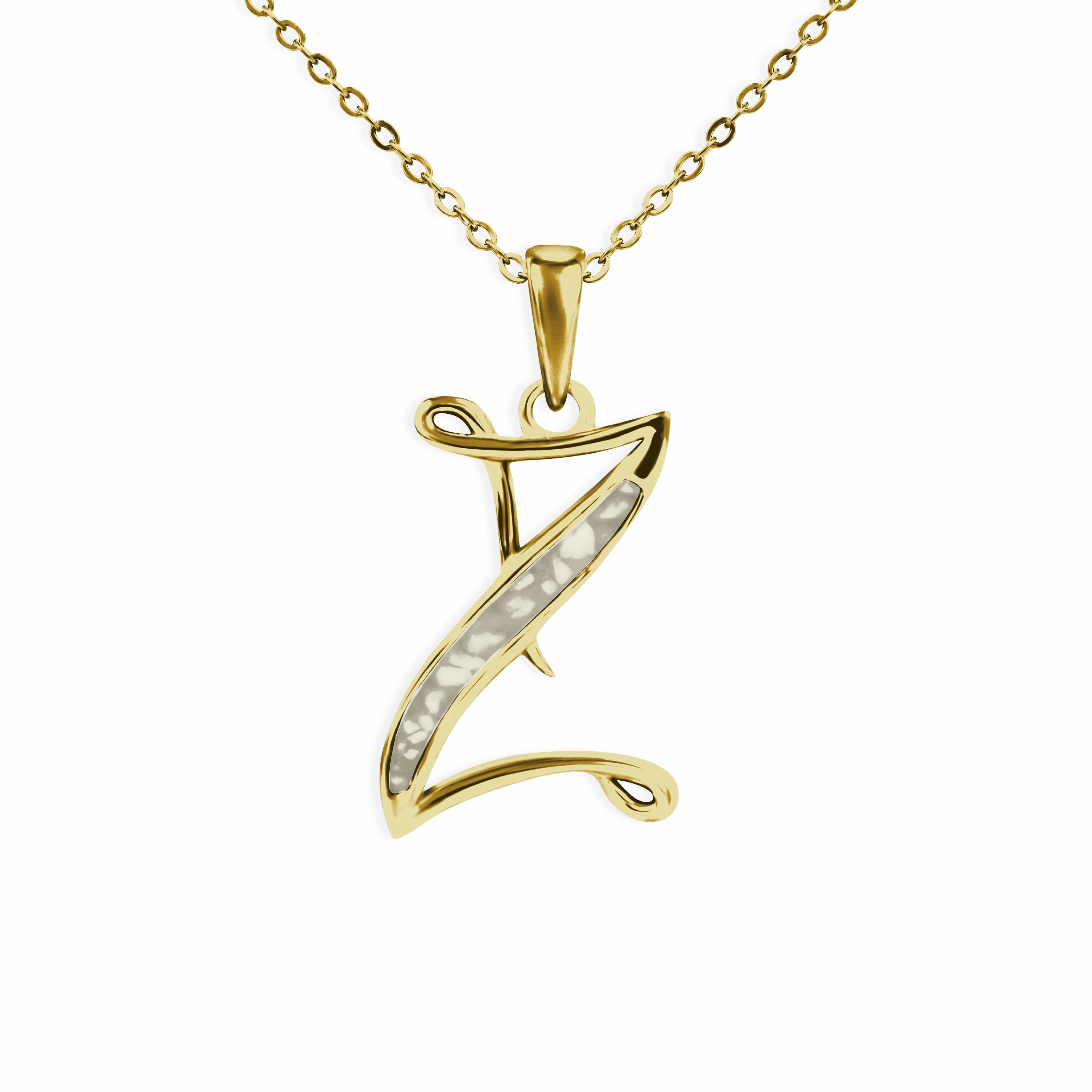 EverWith Alphabet Memorial Ashes Pendant - Letter Z 9k Yellow Gold Transparent