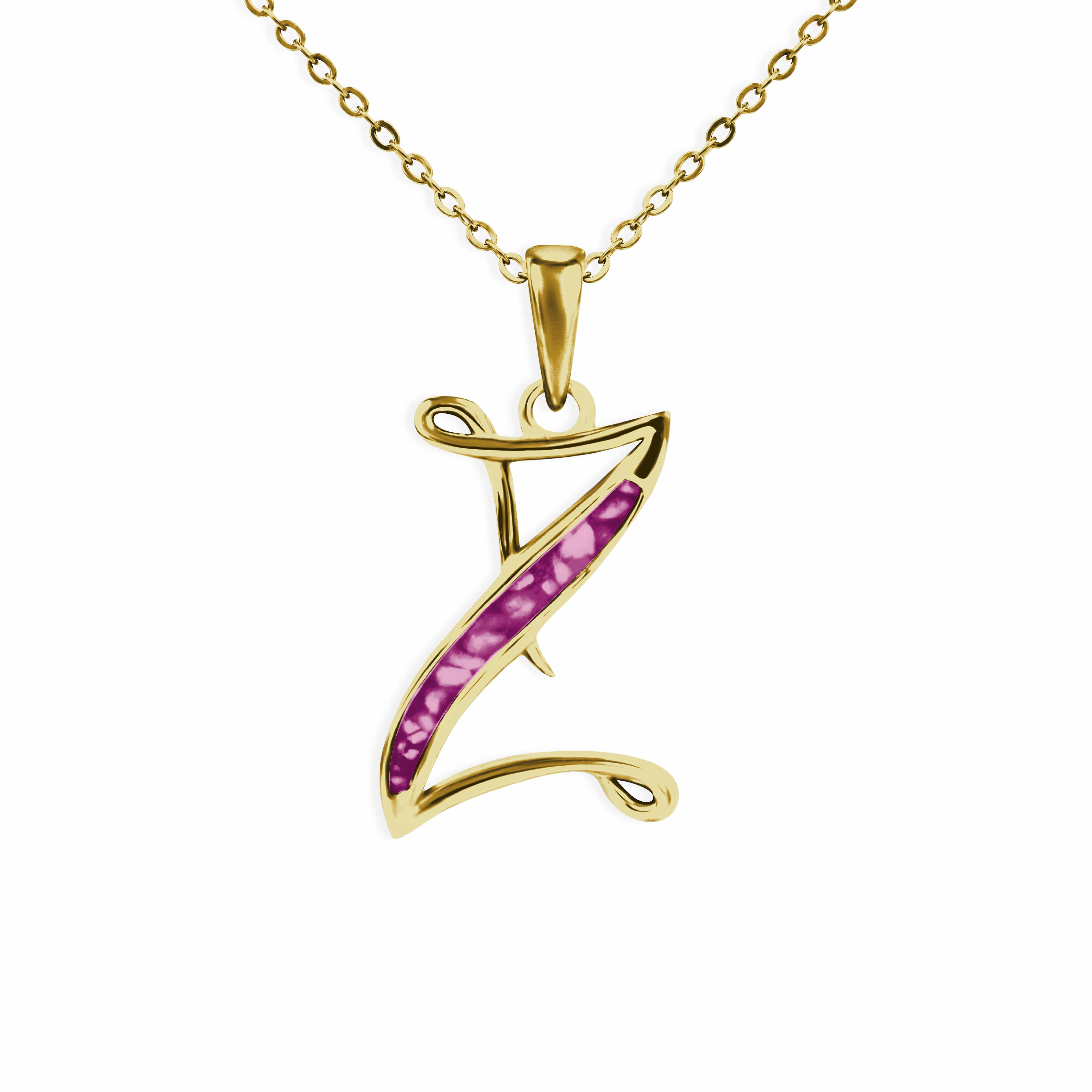 EverWith Alphabet Memorial Ashes Pendant - Letter Z 9k Yellow Gold Violet