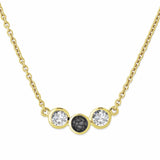 EverWith Ladies Three Of Us Memorial Ashes Necklace 9k Yellow Gold Black