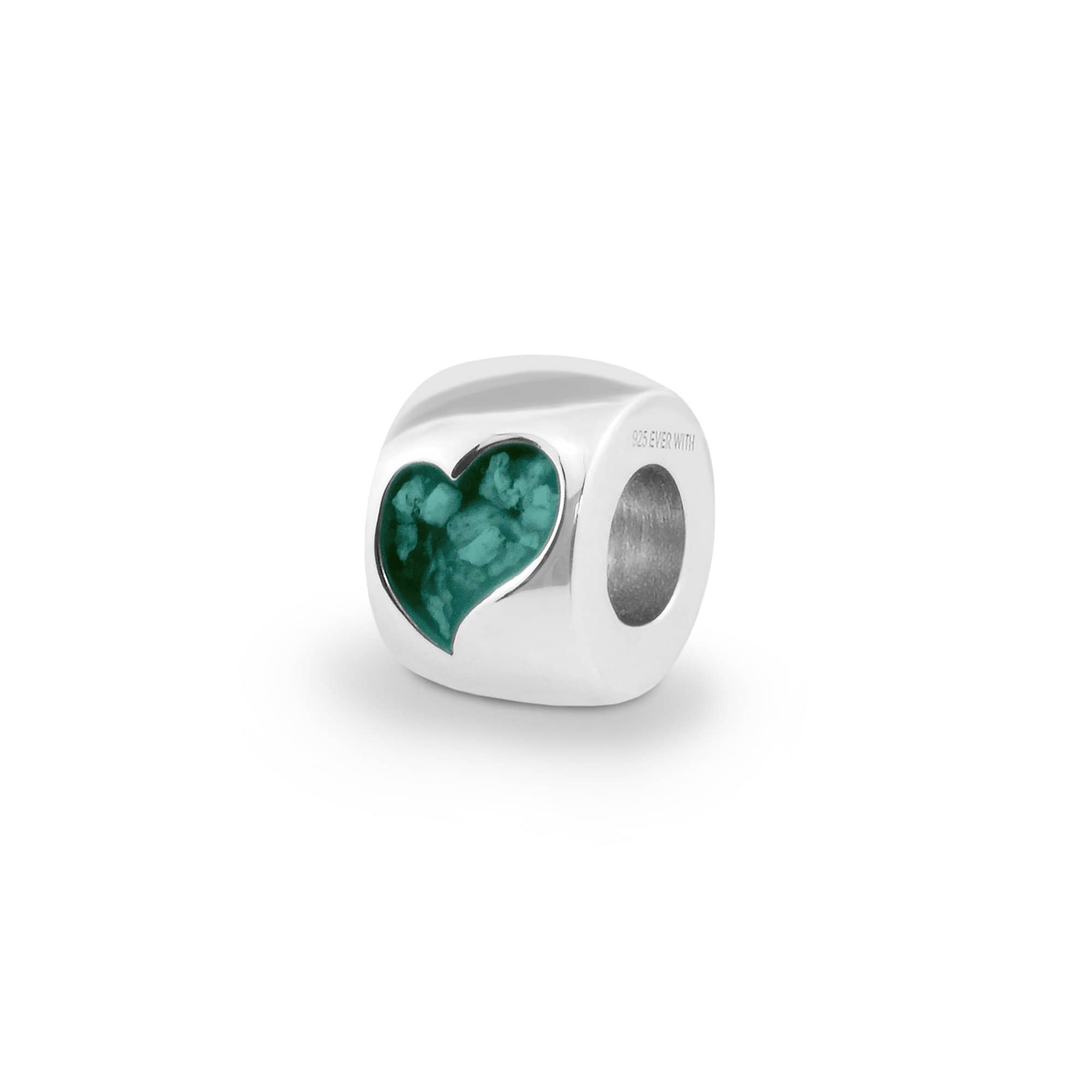 EverWith Cherish Memorial Ashes Charm Bead with Fine Crystals Aqua