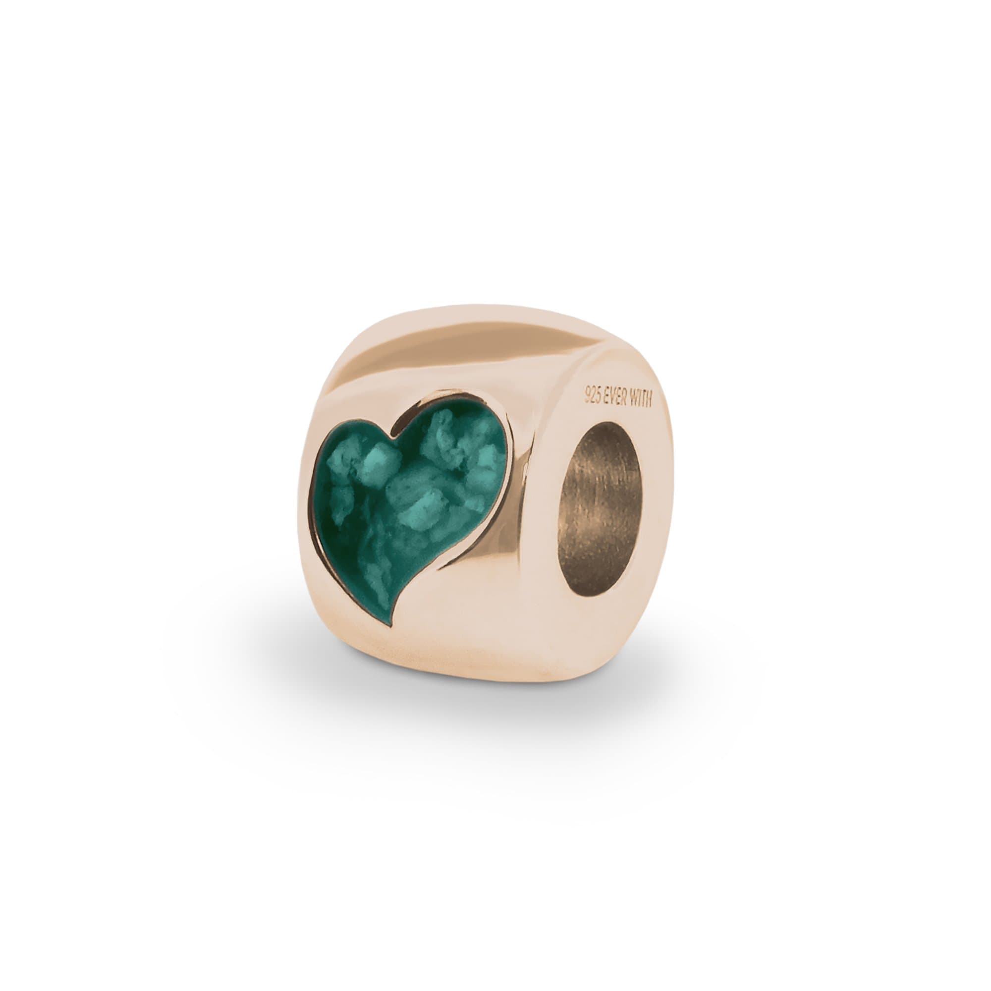 EverWith Cherish Memorial Ashes Charm Bead with Fine Crystals 9k Rose Gold Aqua