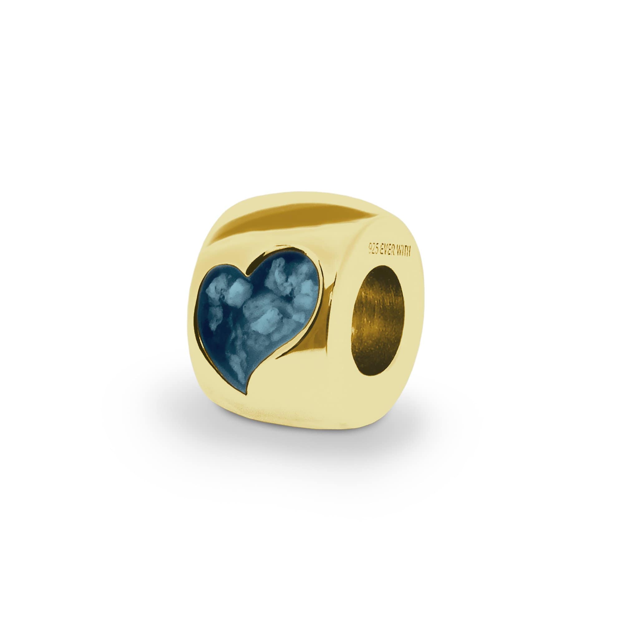 EverWith Cherish Memorial Ashes Charm Bead with Fine Crystals 9k Yellow Gold Blue