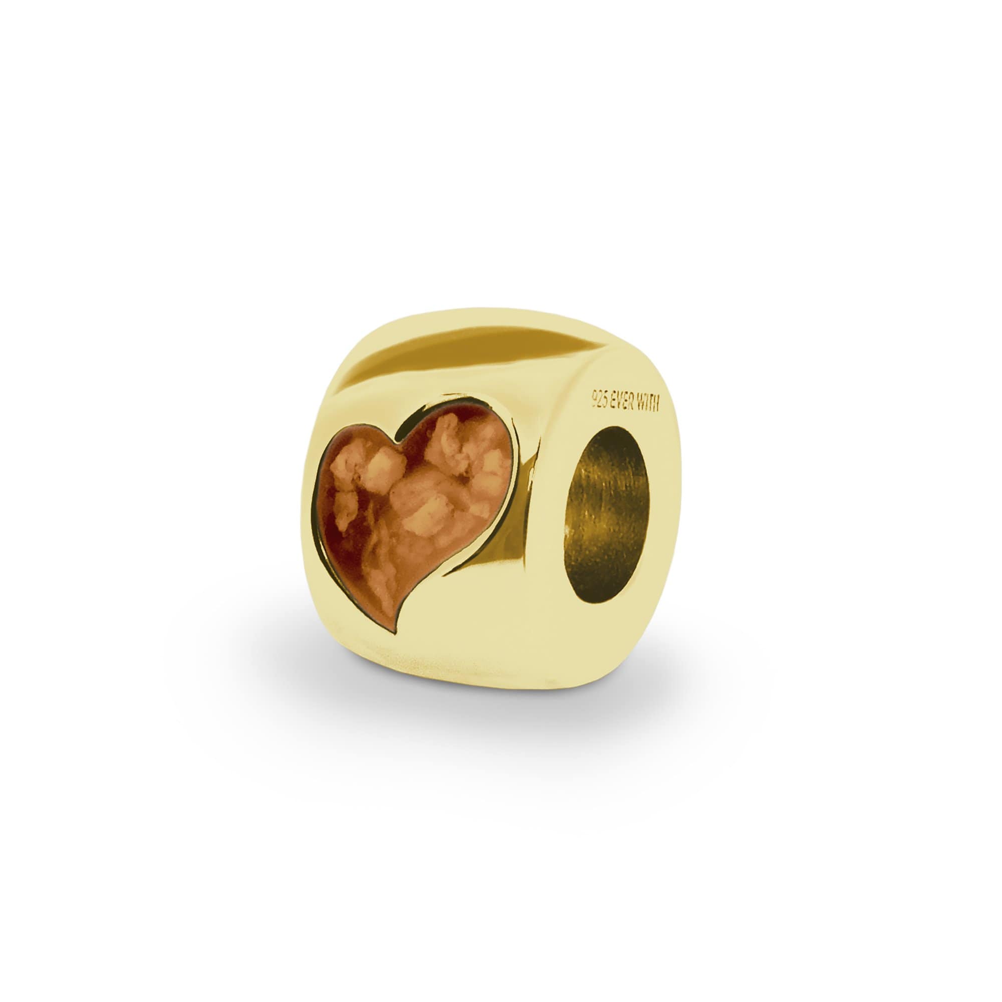 EverWith Cherish Memorial Ashes Charm Bead with Fine Crystals 9k Yellow Gold Orange