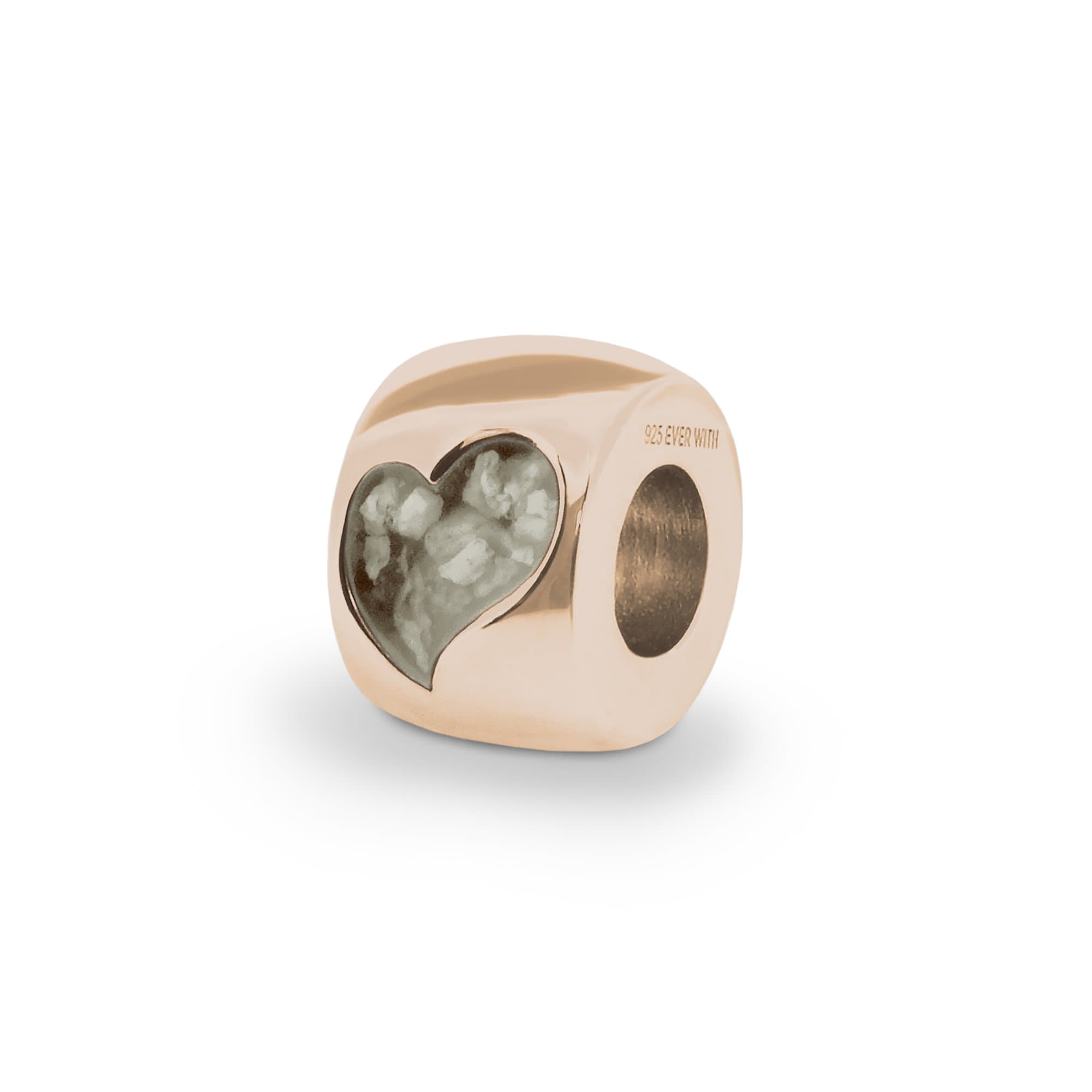 EverWith Cherish Memorial Ashes Charm Bead with Fine Crystals 9k Rose Gold Transparent