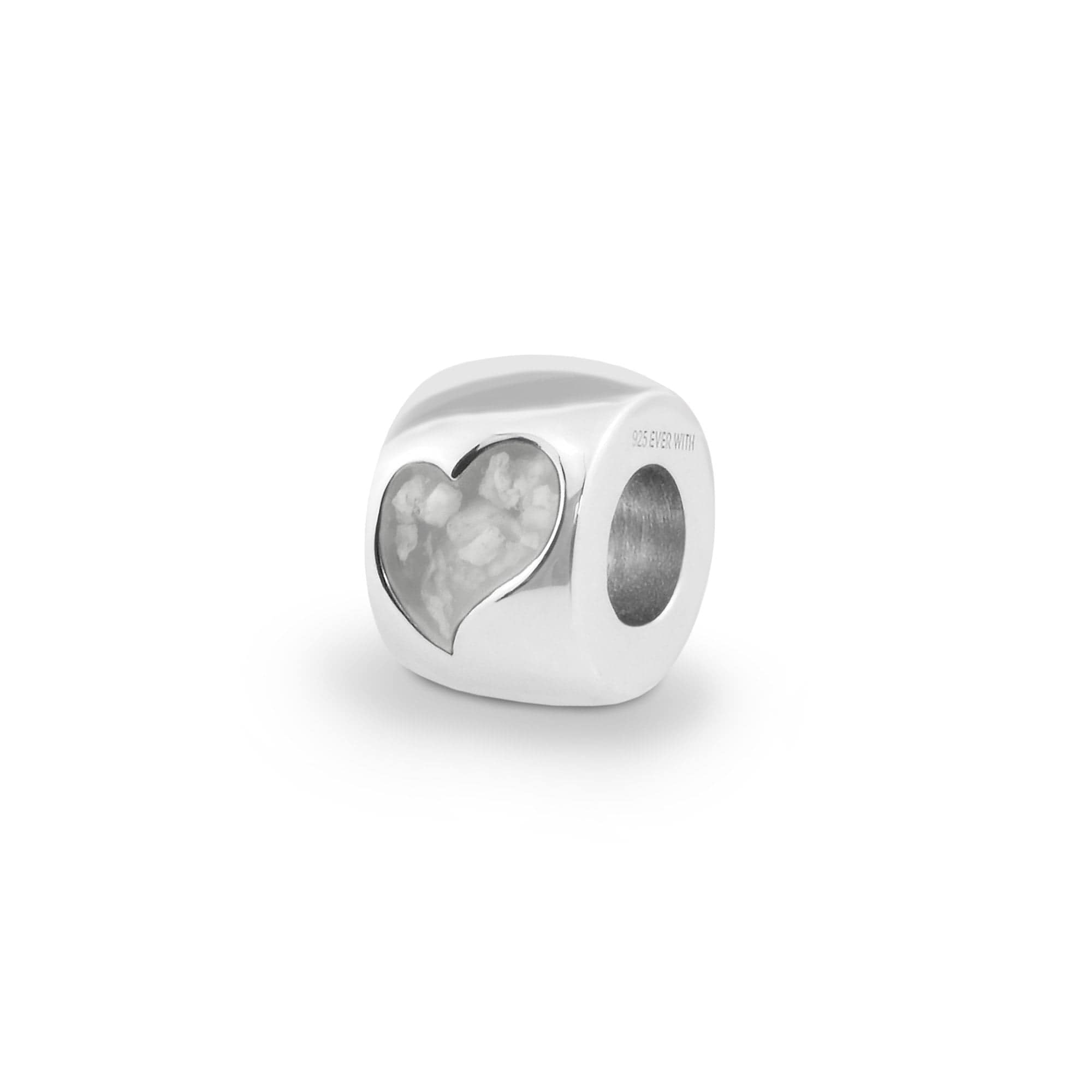 EverWith Cherish Memorial Ashes Charm Bead with Fine Crystals White