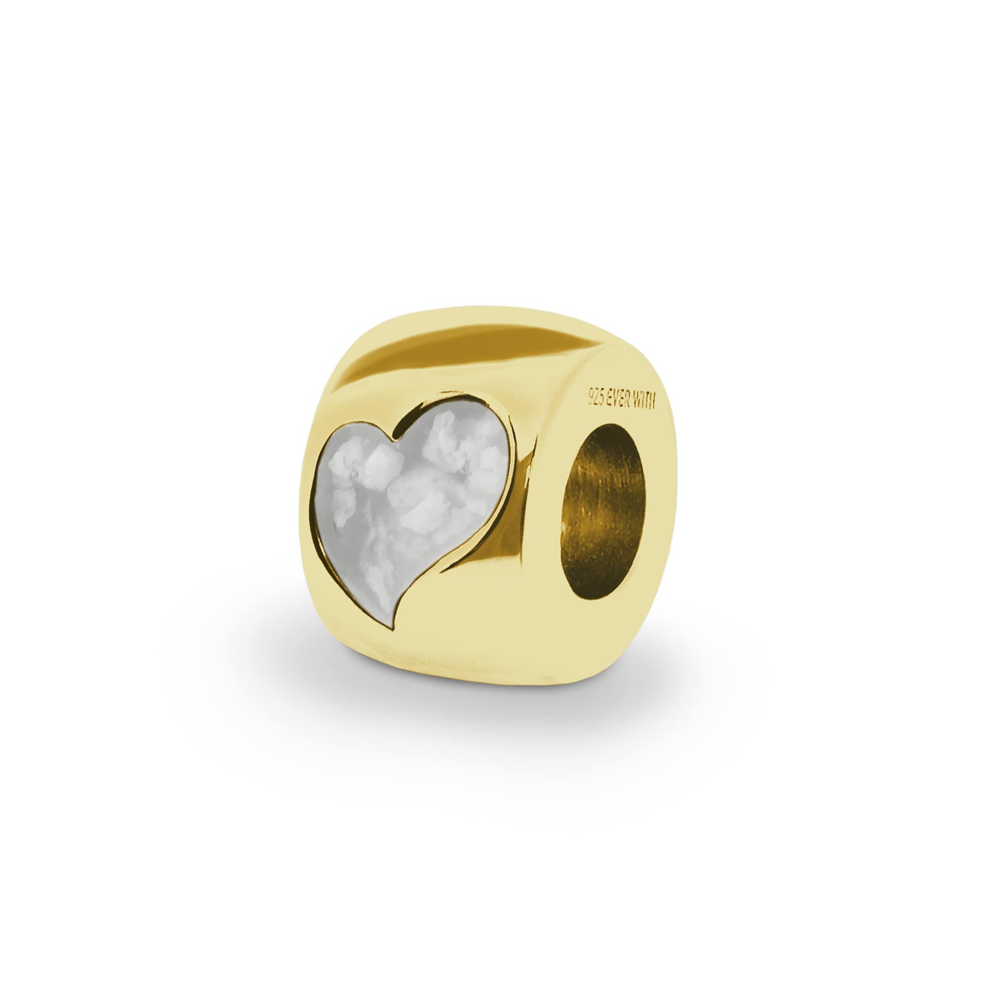 EverWith Cherish Memorial Ashes Charm Bead with Fine Crystals 9k Yellow Gold White