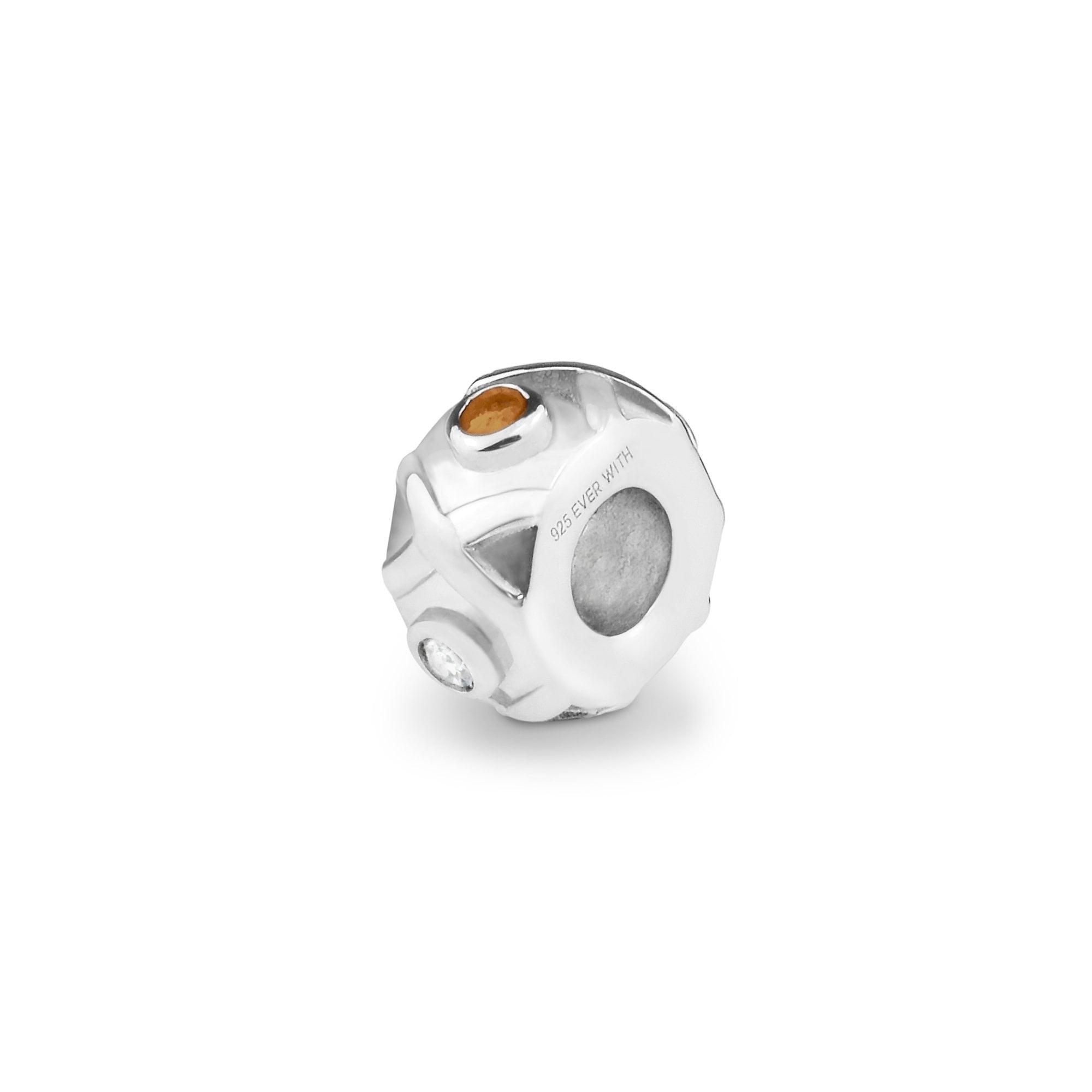 EverWith Peace Memorial Ashes Charm Bead with Fine Crystals Orange