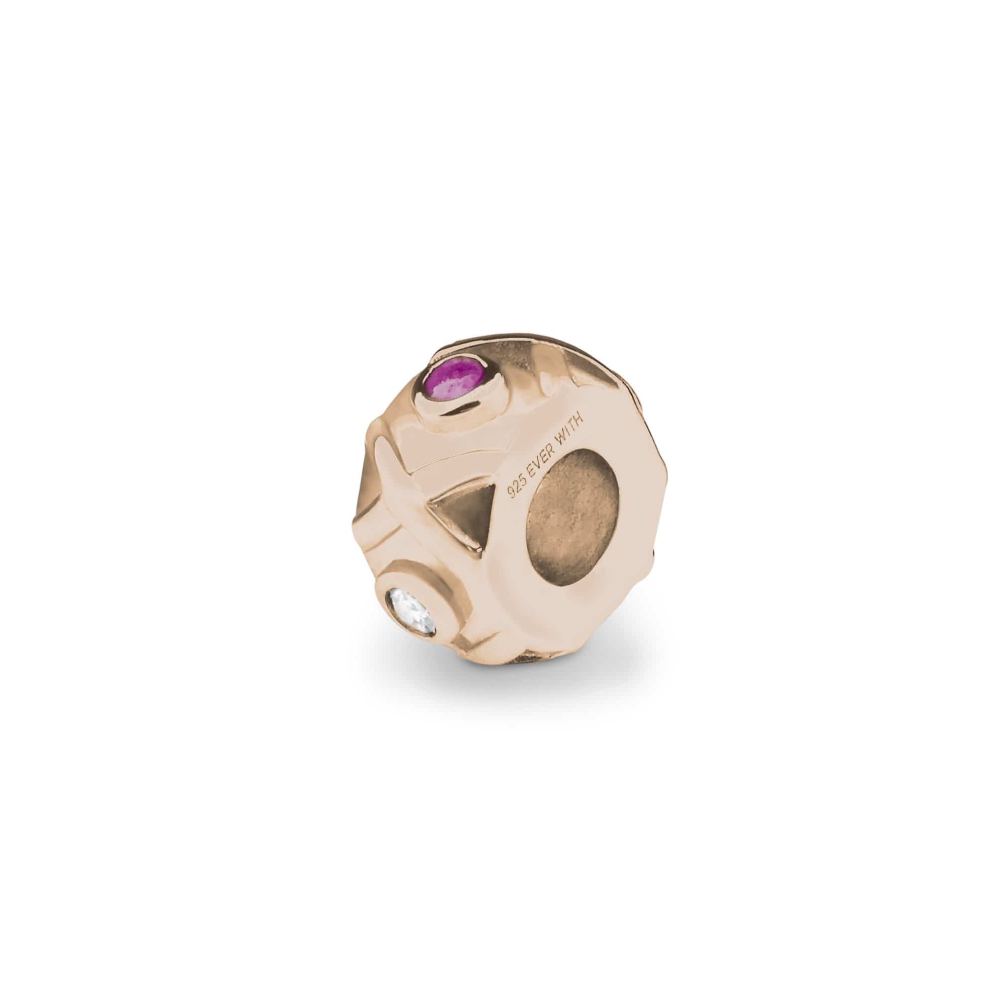 EverWith Peace Memorial Ashes Charm Bead with Fine Crystals 9k Rose Gold Pink