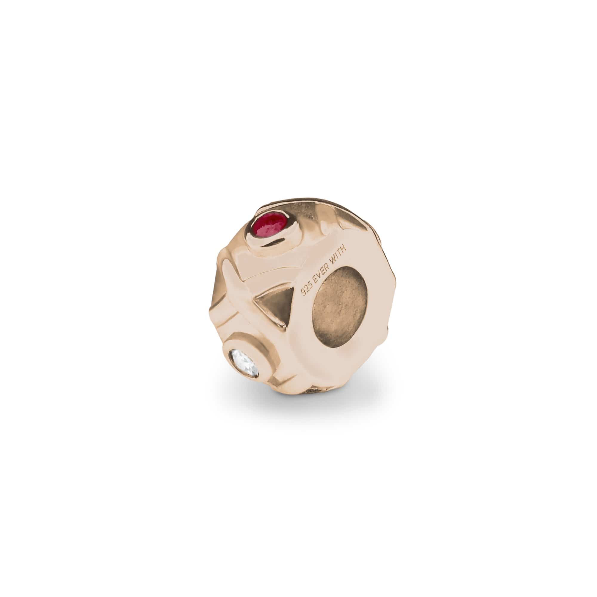 EverWith Peace Memorial Ashes Charm Bead with Fine Crystals 9k Rose Gold Red