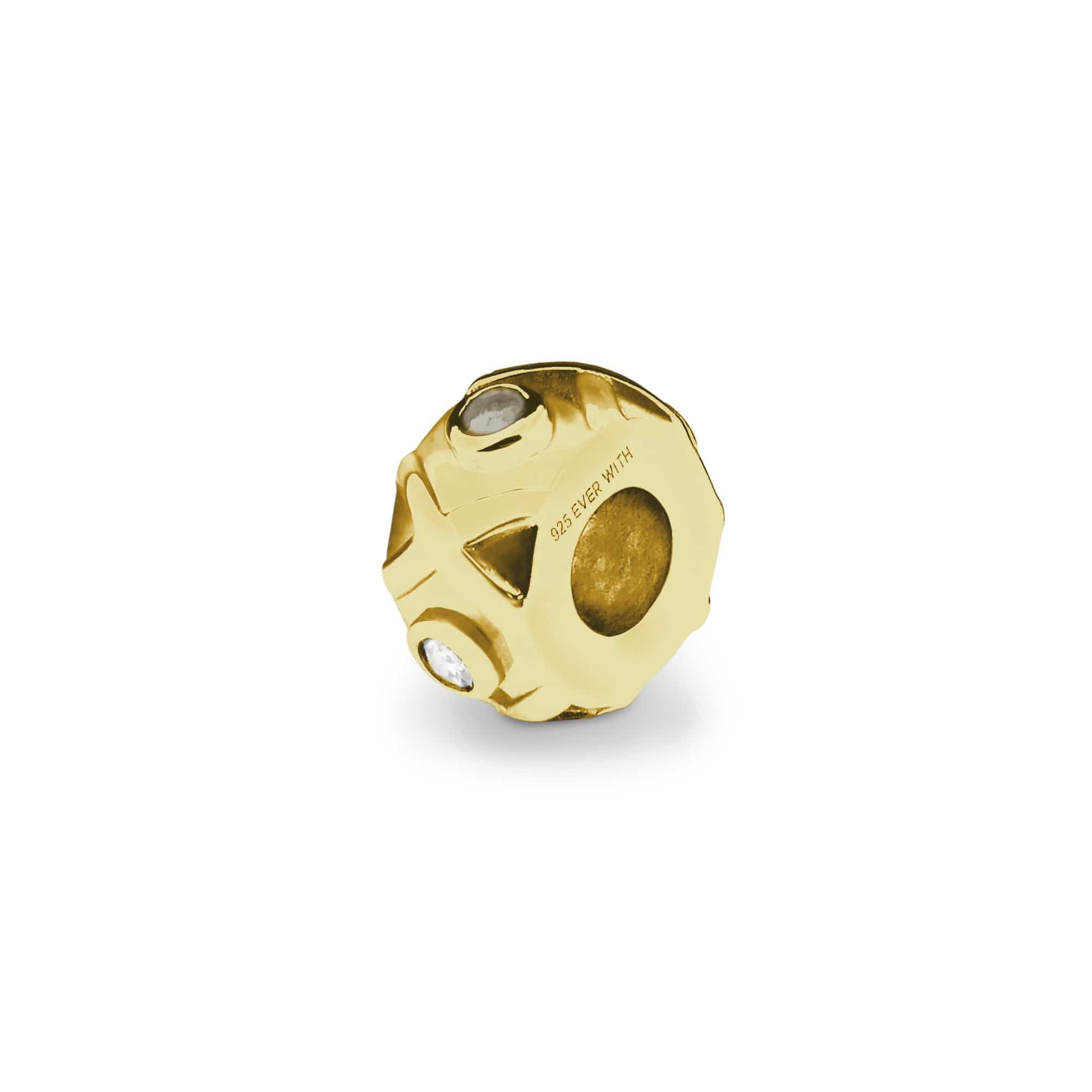 EverWith Peace Memorial Ashes Charm Bead with Fine Crystals 9k Yellow Gold Transparent