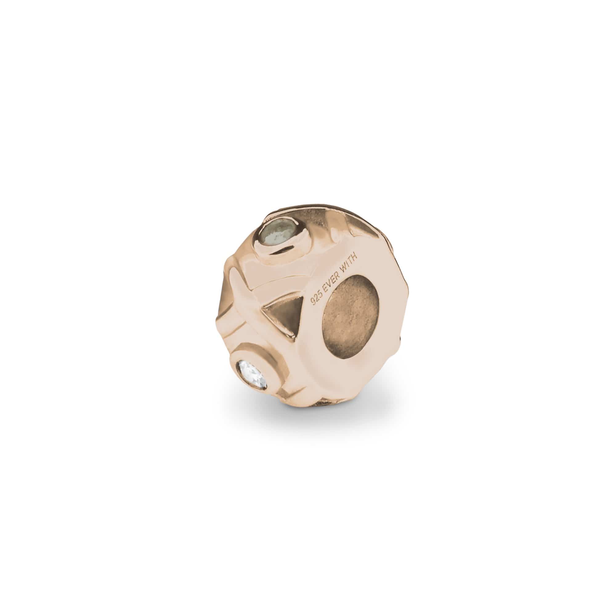 EverWith Peace Memorial Ashes Charm Bead with Fine Crystals 9k Rose Gold Transparent