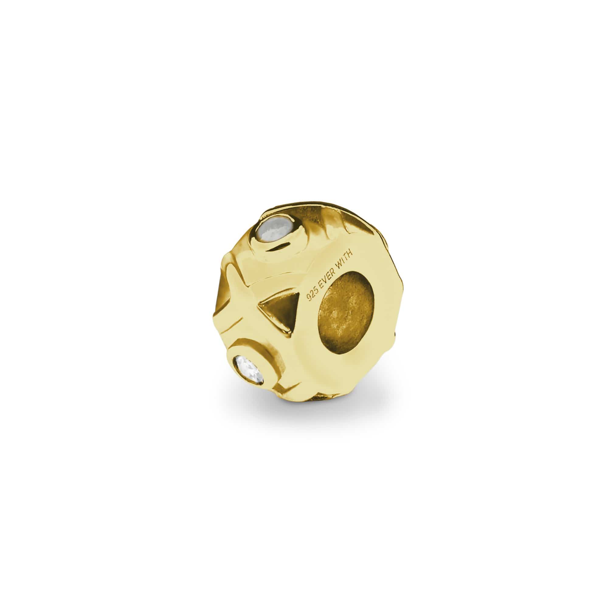 EverWith Peace Memorial Ashes Charm Bead with Fine Crystals 9k Yellow Gold White