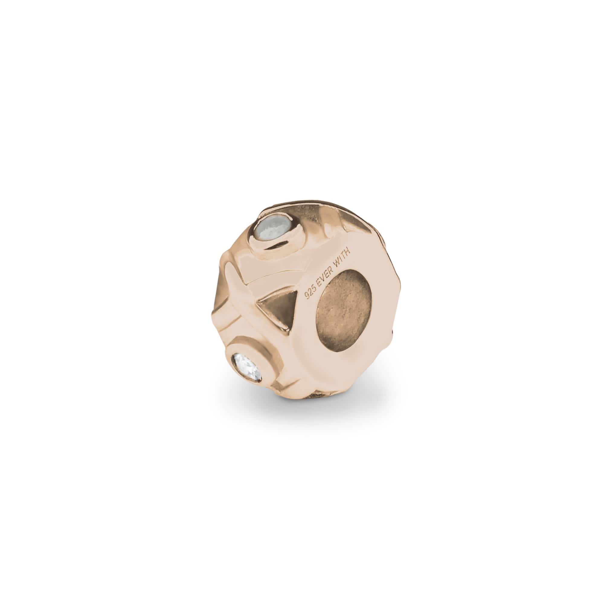 EverWith Peace Memorial Ashes Charm Bead with Fine Crystals 9k Rose Gold White