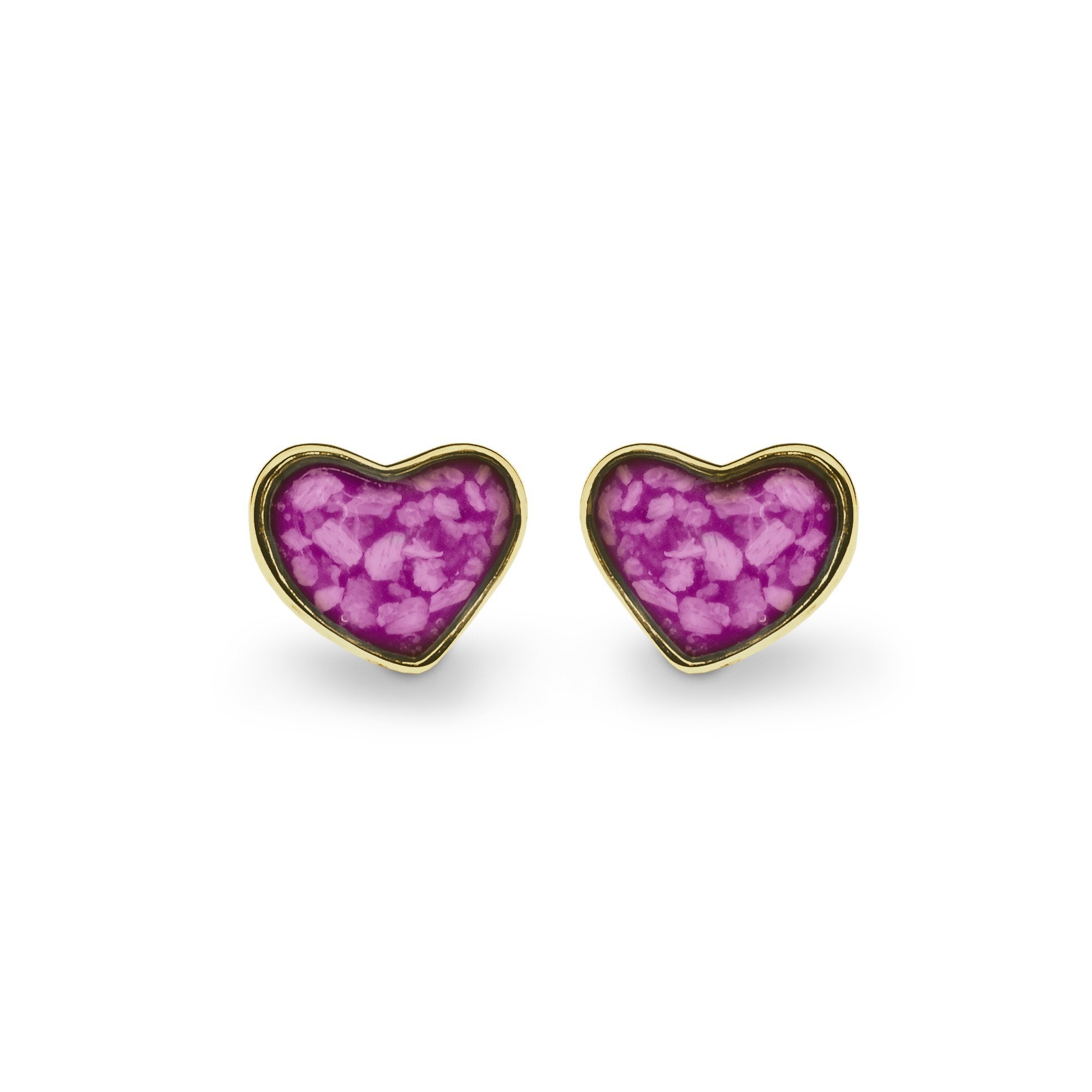 EverWith Cherish Memorial Ashes Earrings 9k Yellow Gold Pink