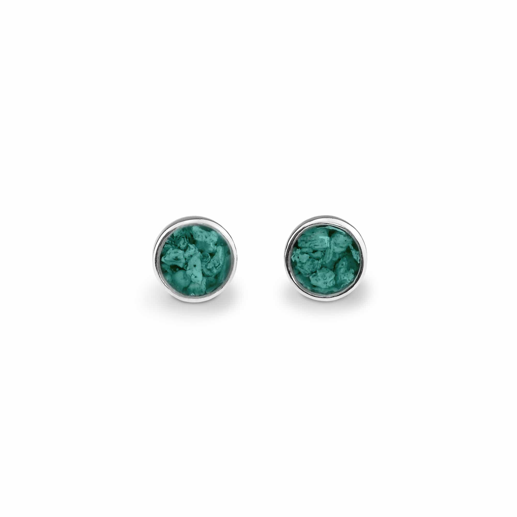 EverWith Ladies Classic Round Memorial Ashes Earrings Aqua