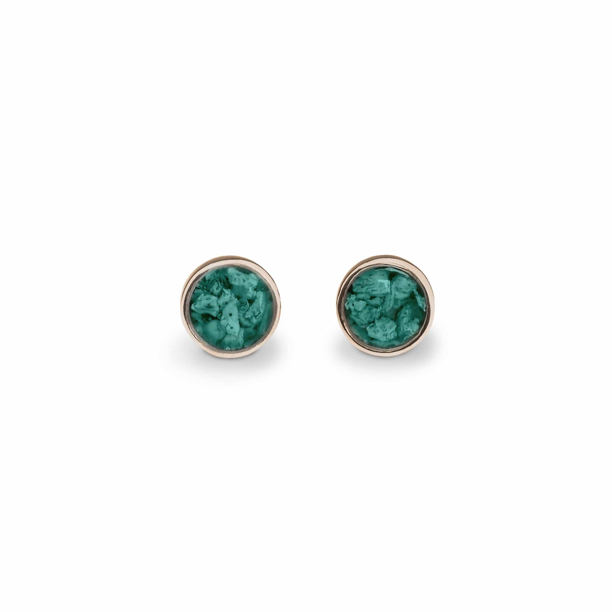 EverWith Ladies Classic Round Memorial Ashes Earrings 9k Rose Gold Aqua