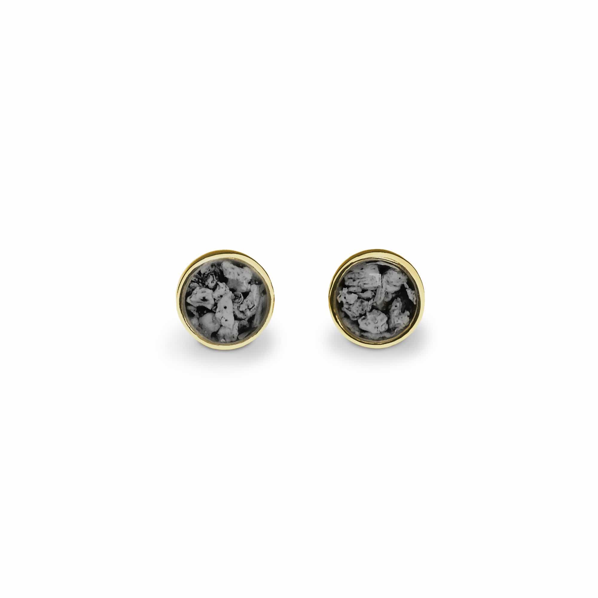 EverWith Ladies Classic Round Memorial Ashes Earrings 9k Yellow Gold Black