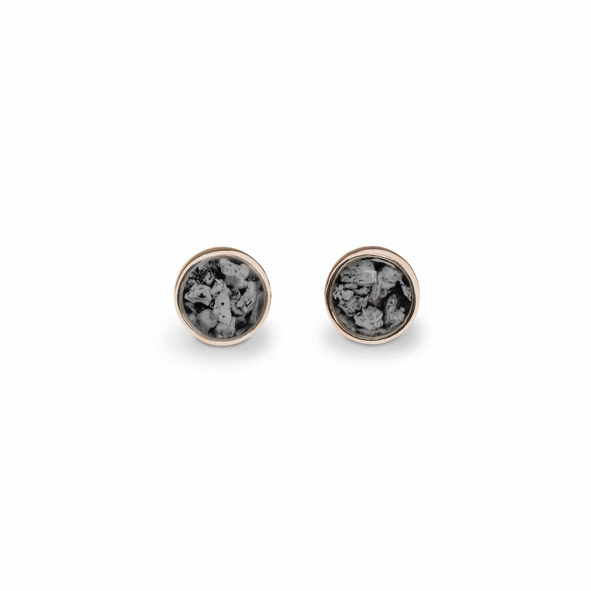 EverWith Ladies Classic Round Memorial Ashes Earrings 9k Rose Gold Black