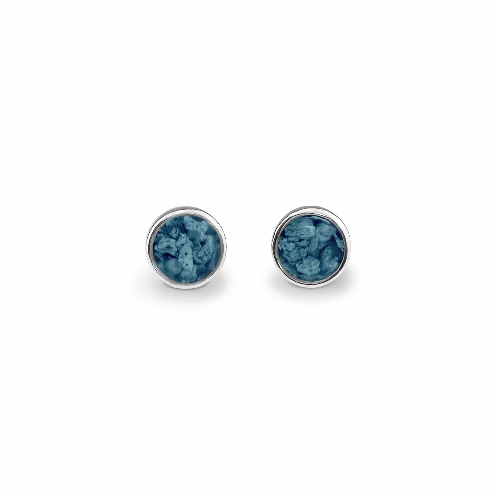 EverWith Ladies Classic Round Memorial Ashes Earrings Blue
