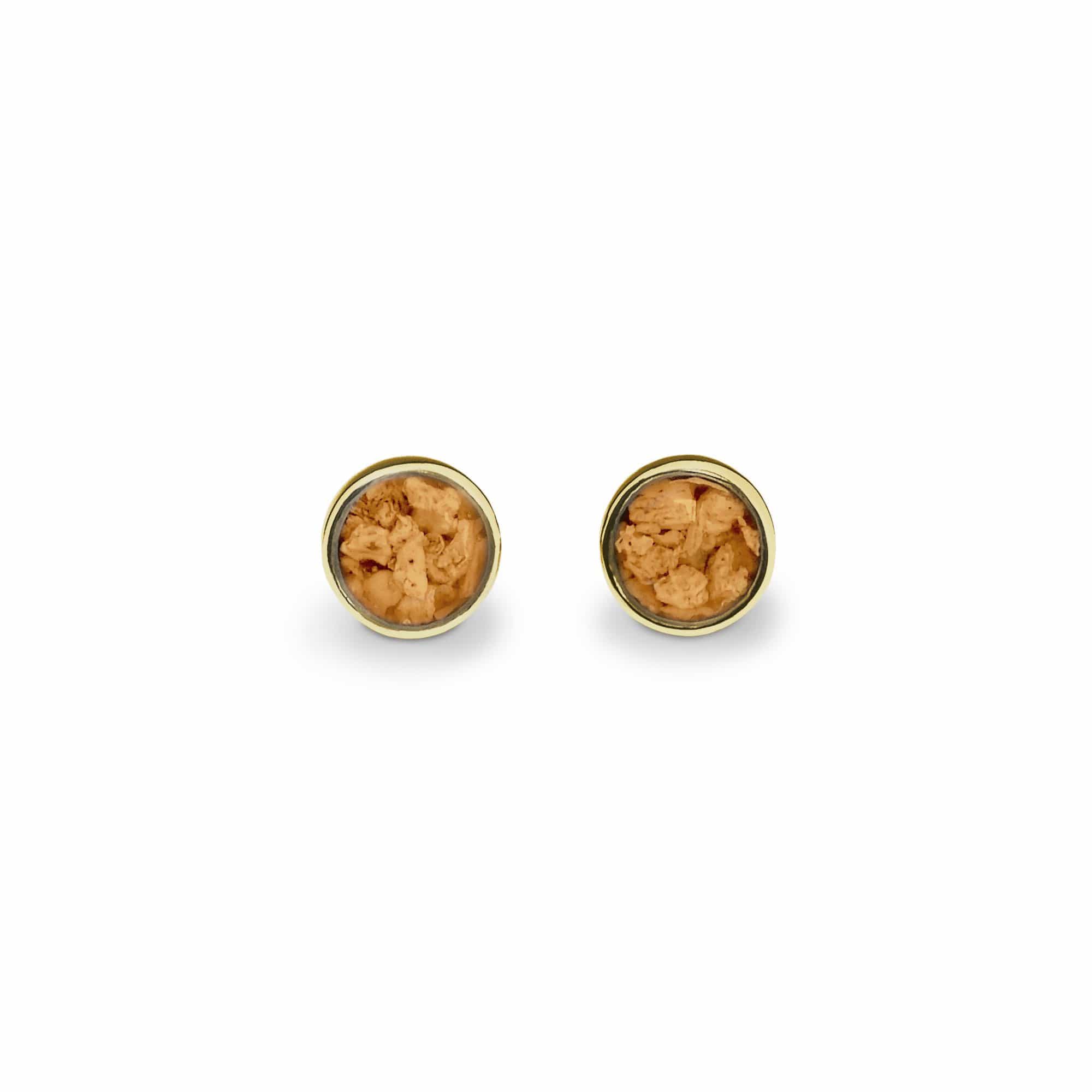 EverWith Ladies Classic Round Memorial Ashes Earrings 9k Yellow Gold Orange