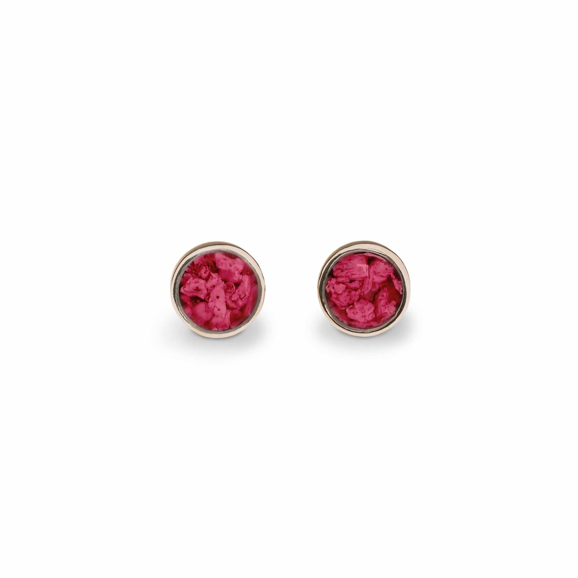 EverWith Ladies Classic Round Memorial Ashes Earrings 9k Rose Gold Red