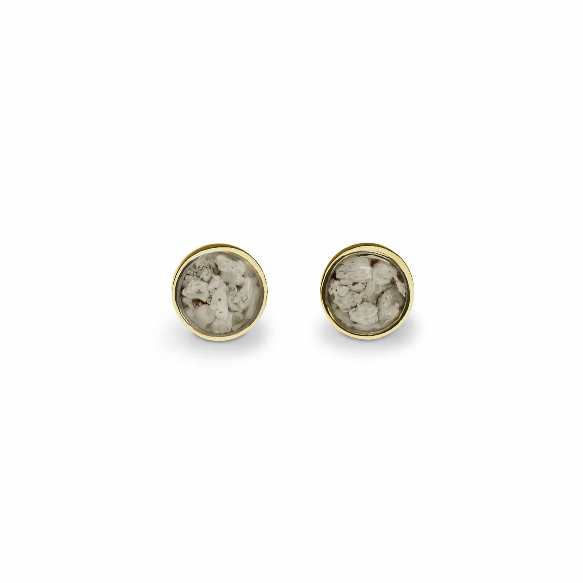 EverWith Ladies Classic Round Memorial Ashes Earrings 9k Yellow Gold Transparent