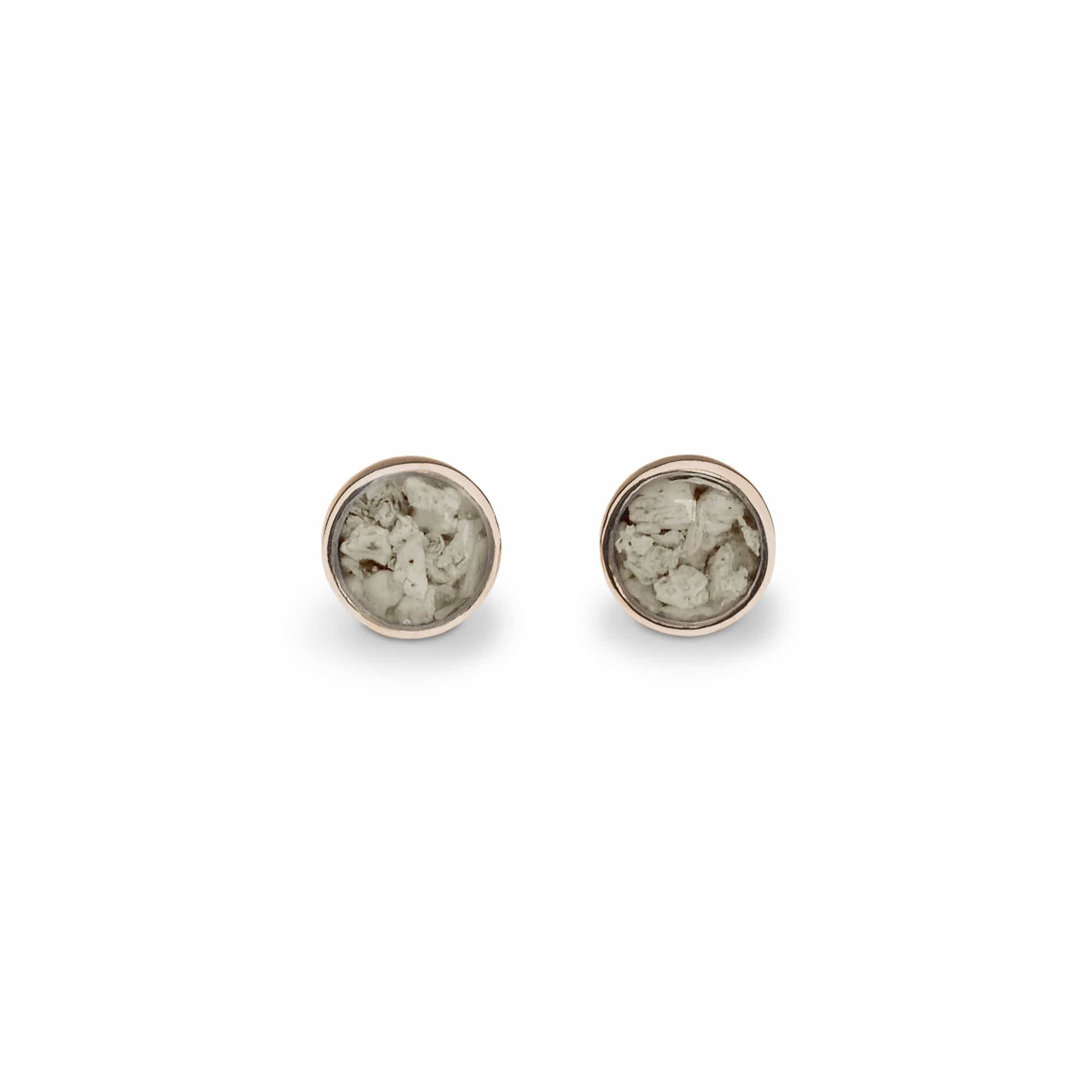 EverWith Ladies Classic Round Memorial Ashes Earrings 9k Rose Gold Transparent