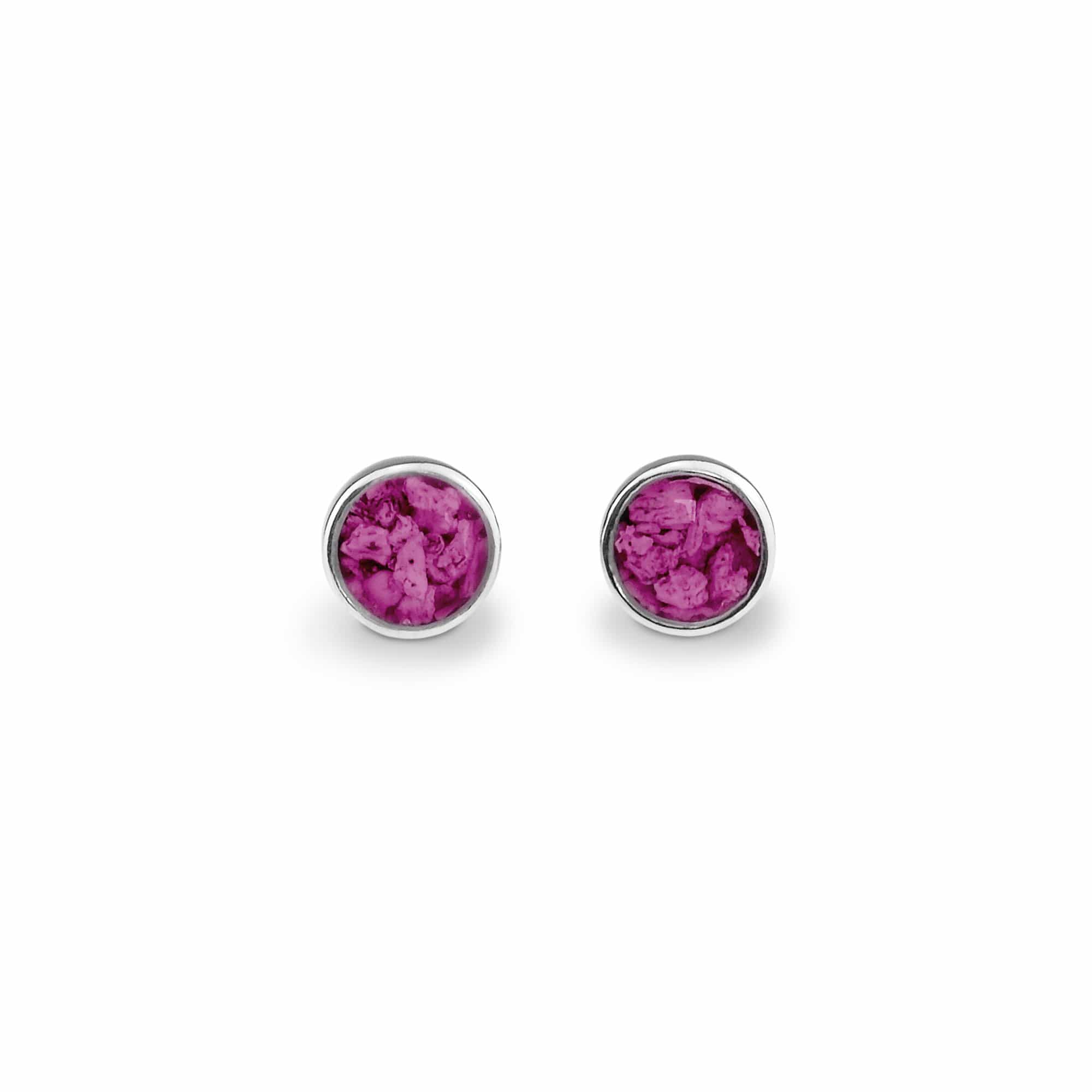 EverWith Ladies Classic Round Memorial Ashes Earrings Violet