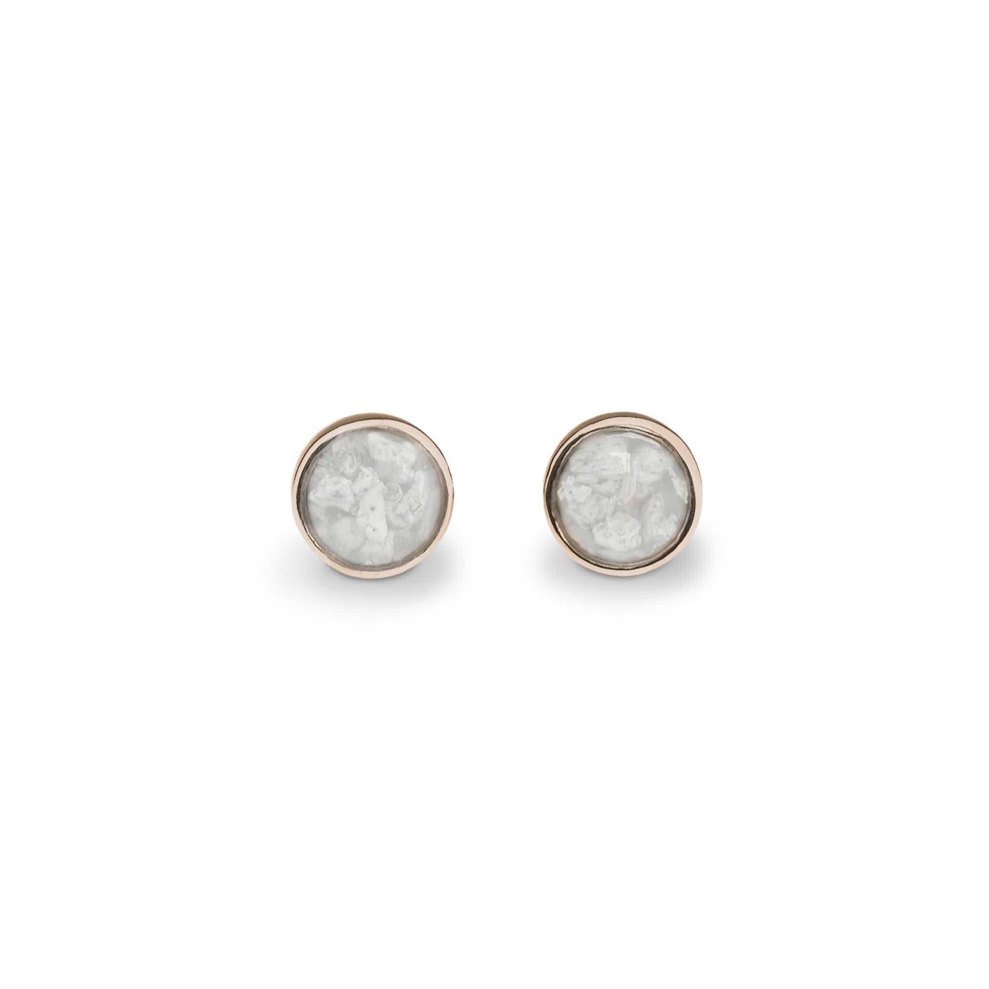 EverWith Ladies Classic Round Memorial Ashes Earrings 9k Rose Gold White