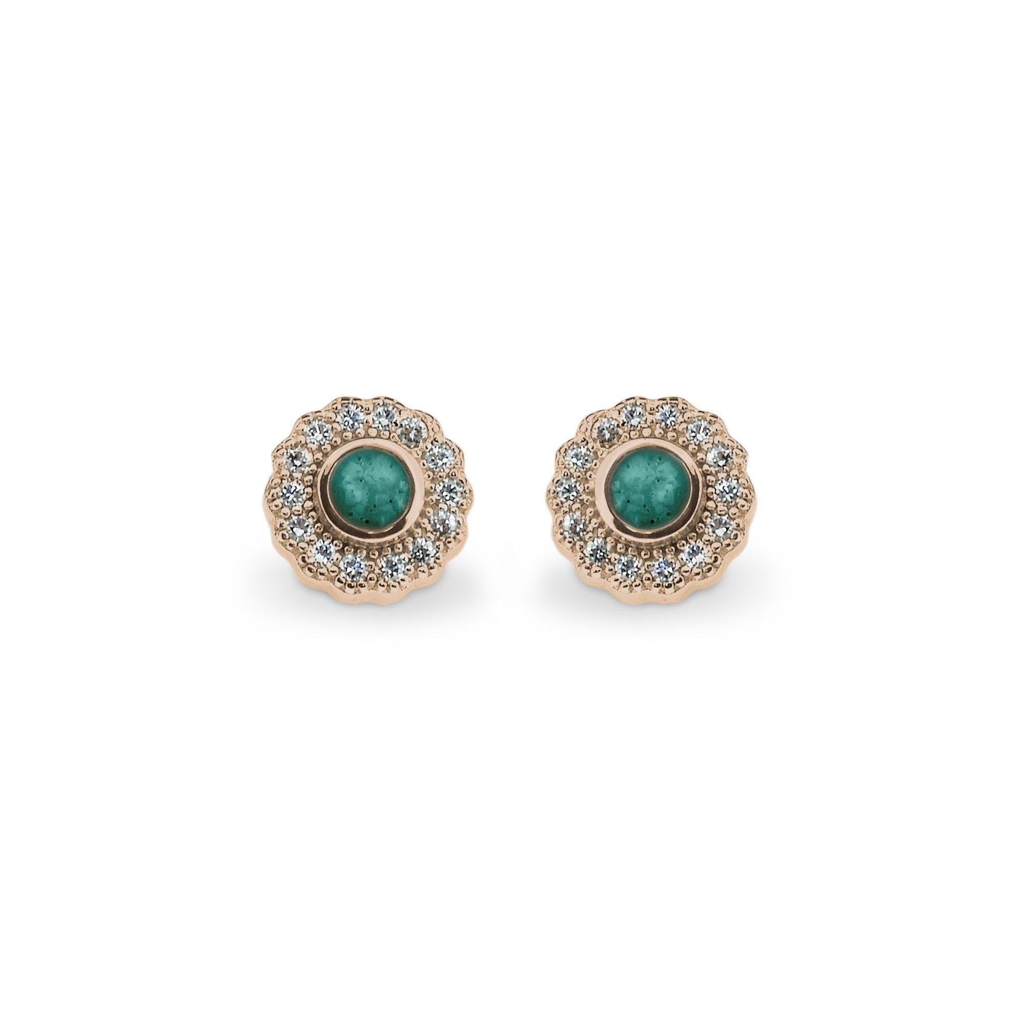 EverWith Ladies Petals Memorial Ashes Earrings with Fine Crystals 9k Rose Gold Aqua